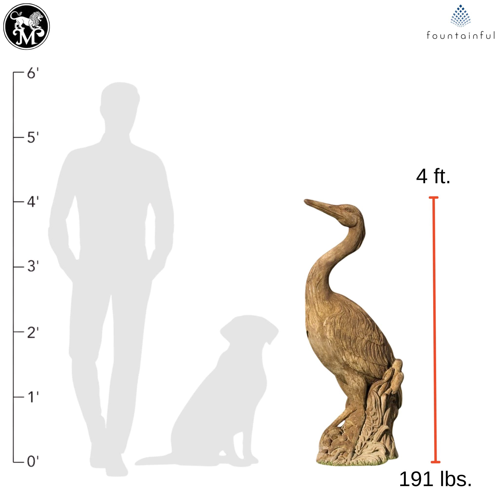 Heron (4 ft.) Concrete Garden Statue - Massarellis #2145