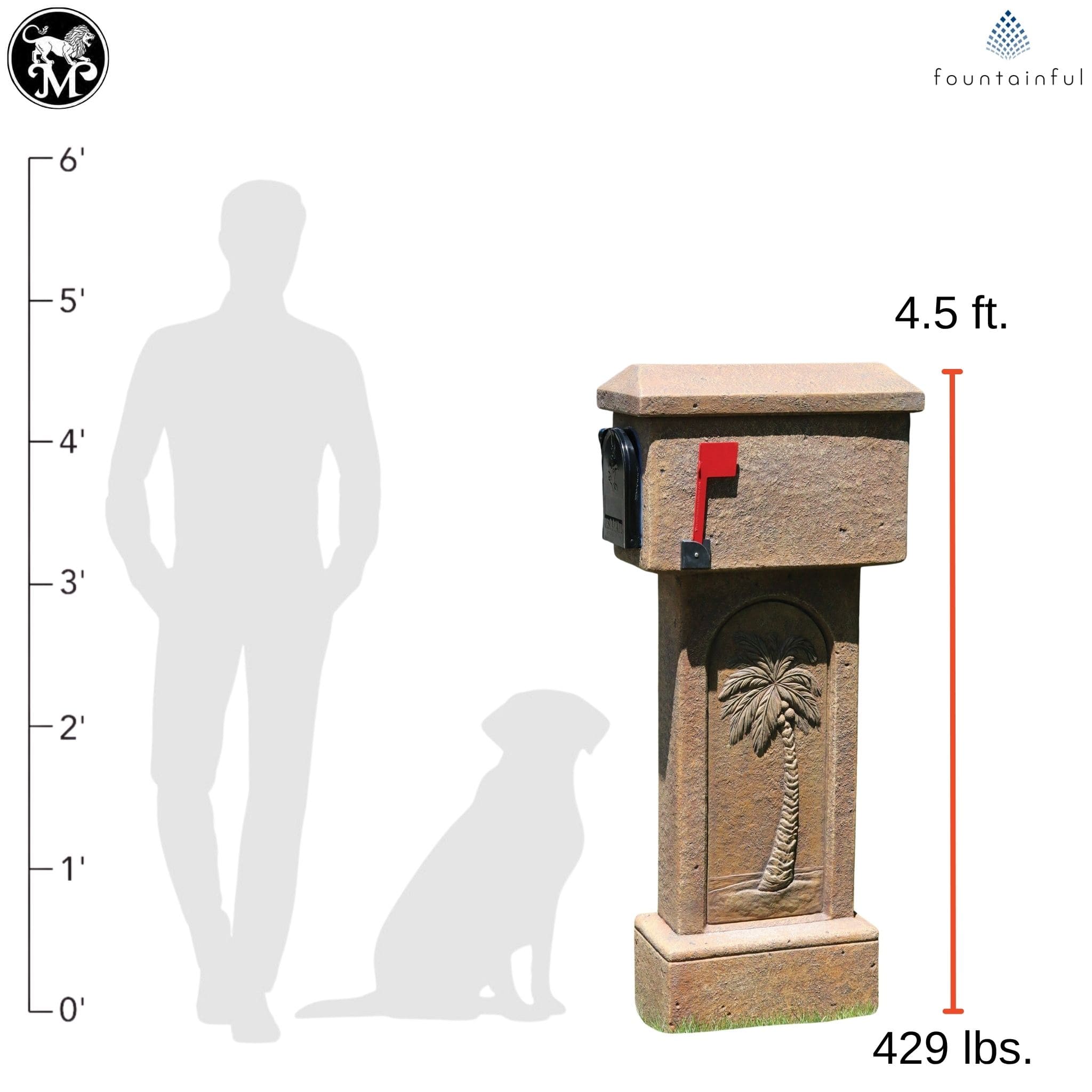Palm Tree Concrete Mailbox - Massarellis #4728