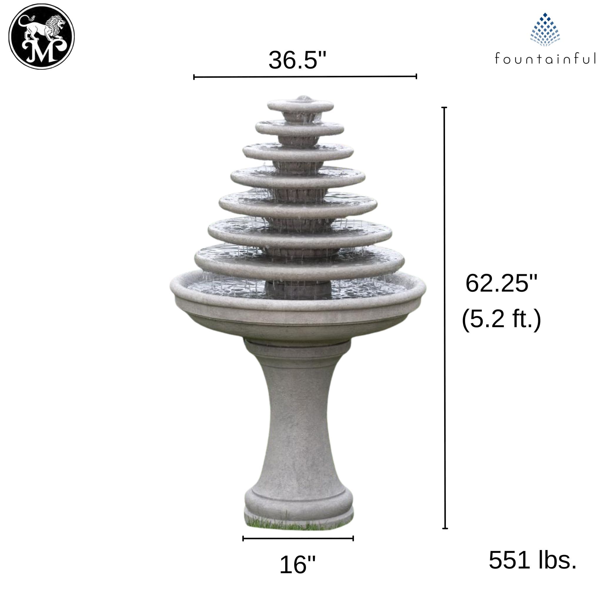 Gozo 7-Tier Concrete Garden Fountain - Massarellis #3663