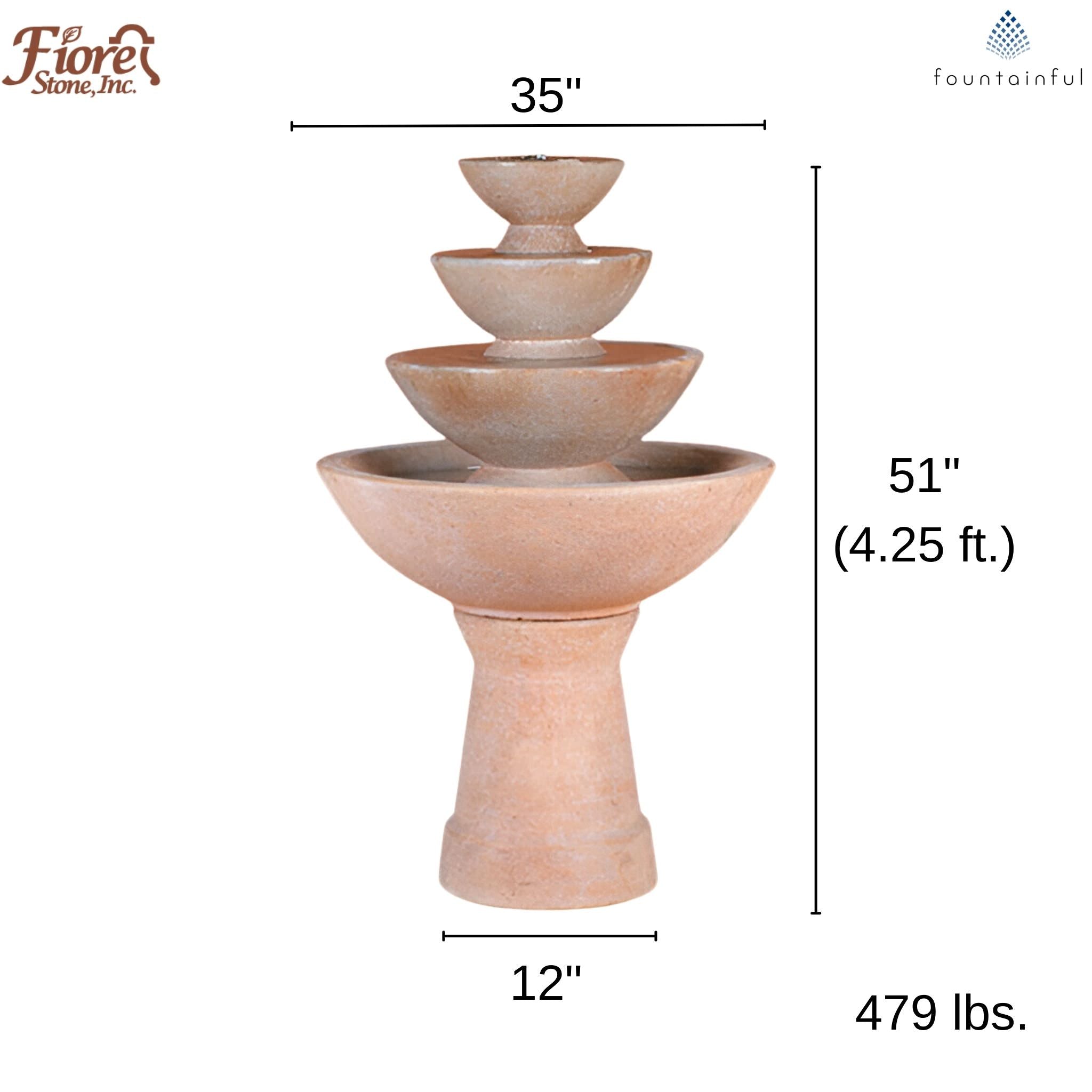 4-Tier Concrete Bowl Fountain - Fiore #CB-4T