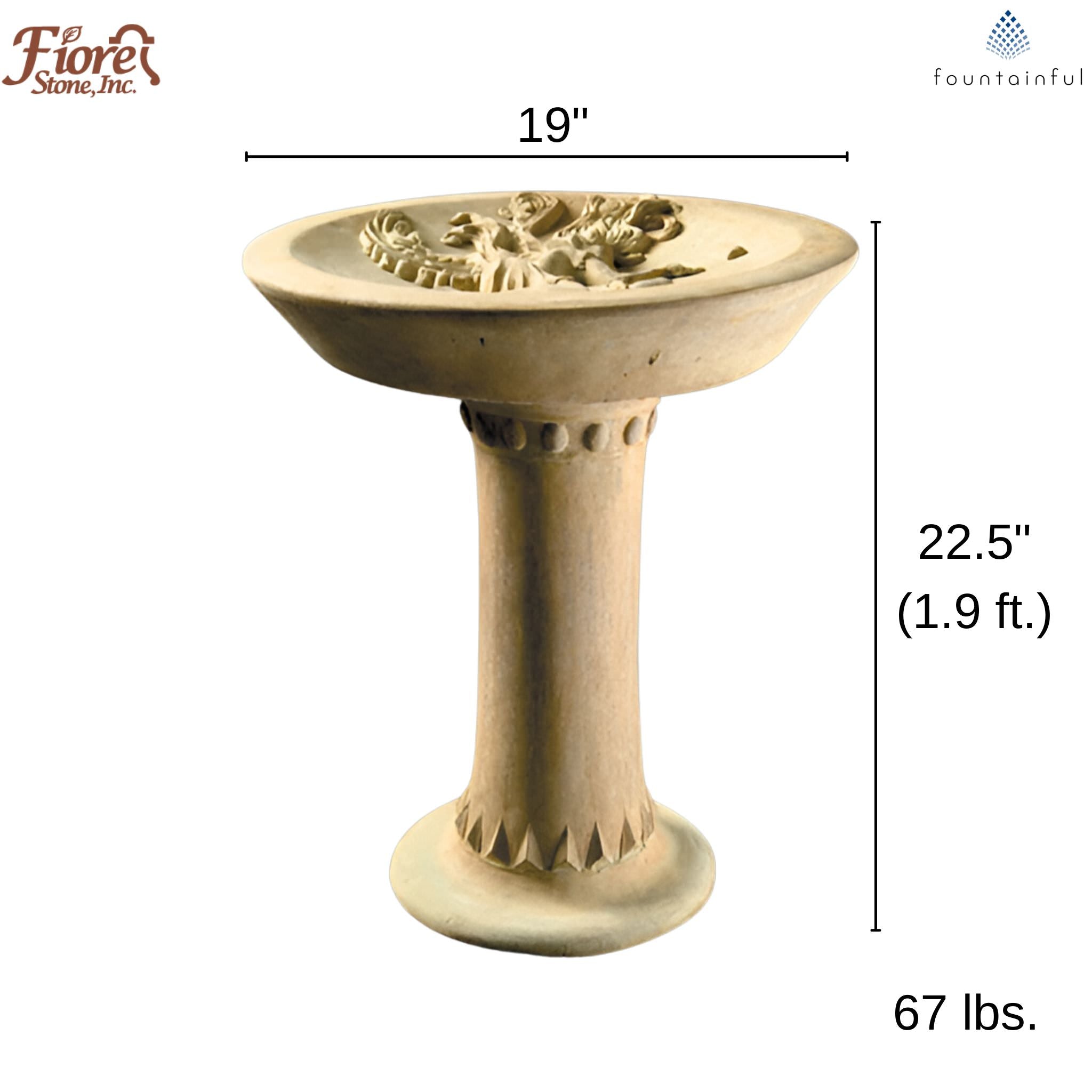 Fairy Concrete Bird Bath - Fiore #439