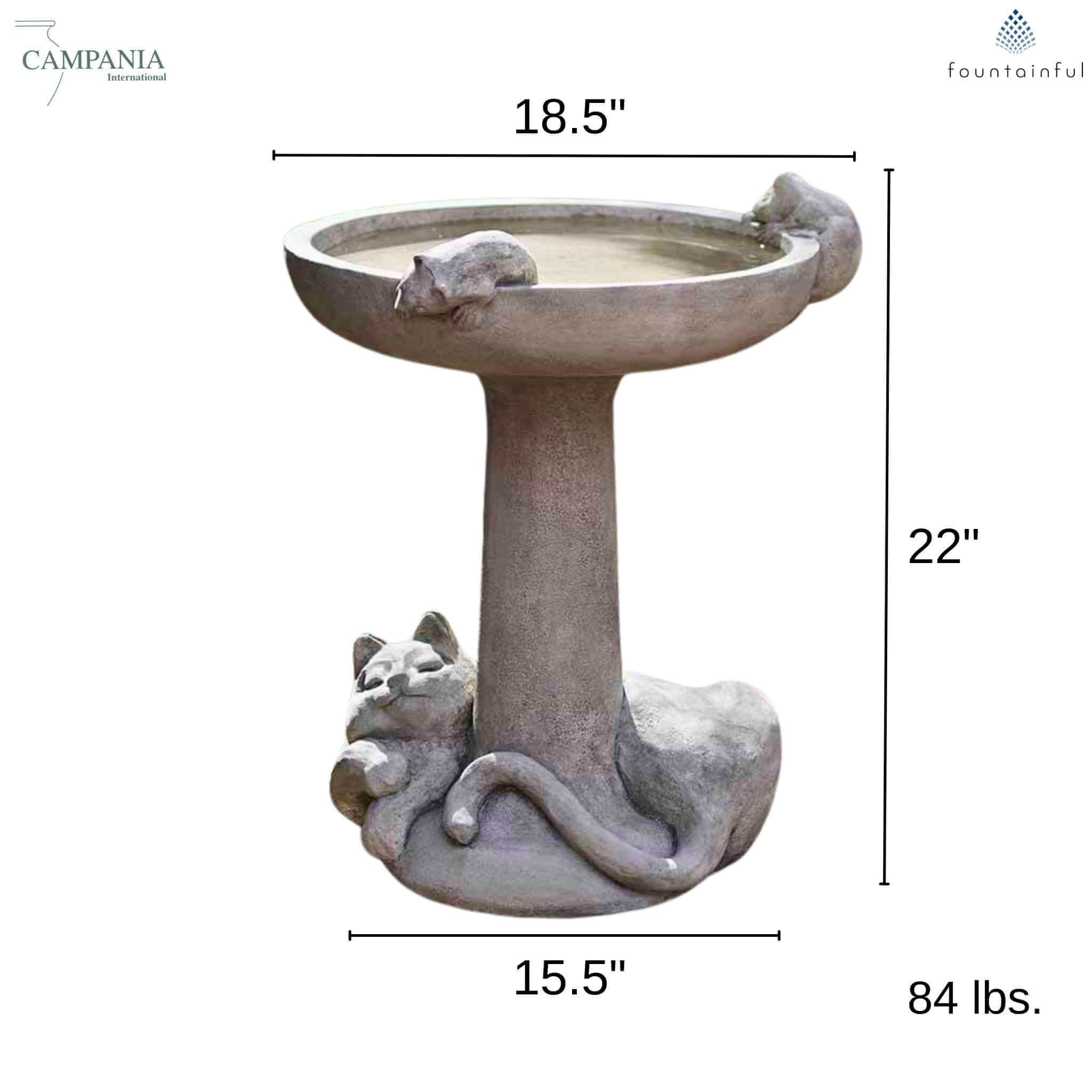 Catnap Concrete Bird Bath - Campania #B127