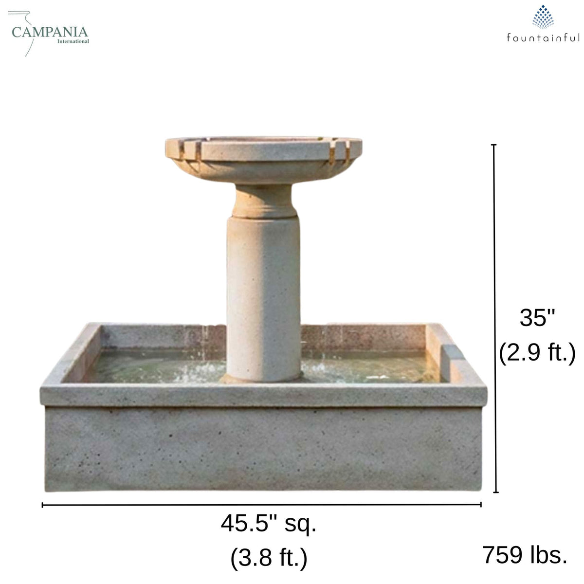 Ciro 8-Spillway Concrete Fountain - Campania #FT476