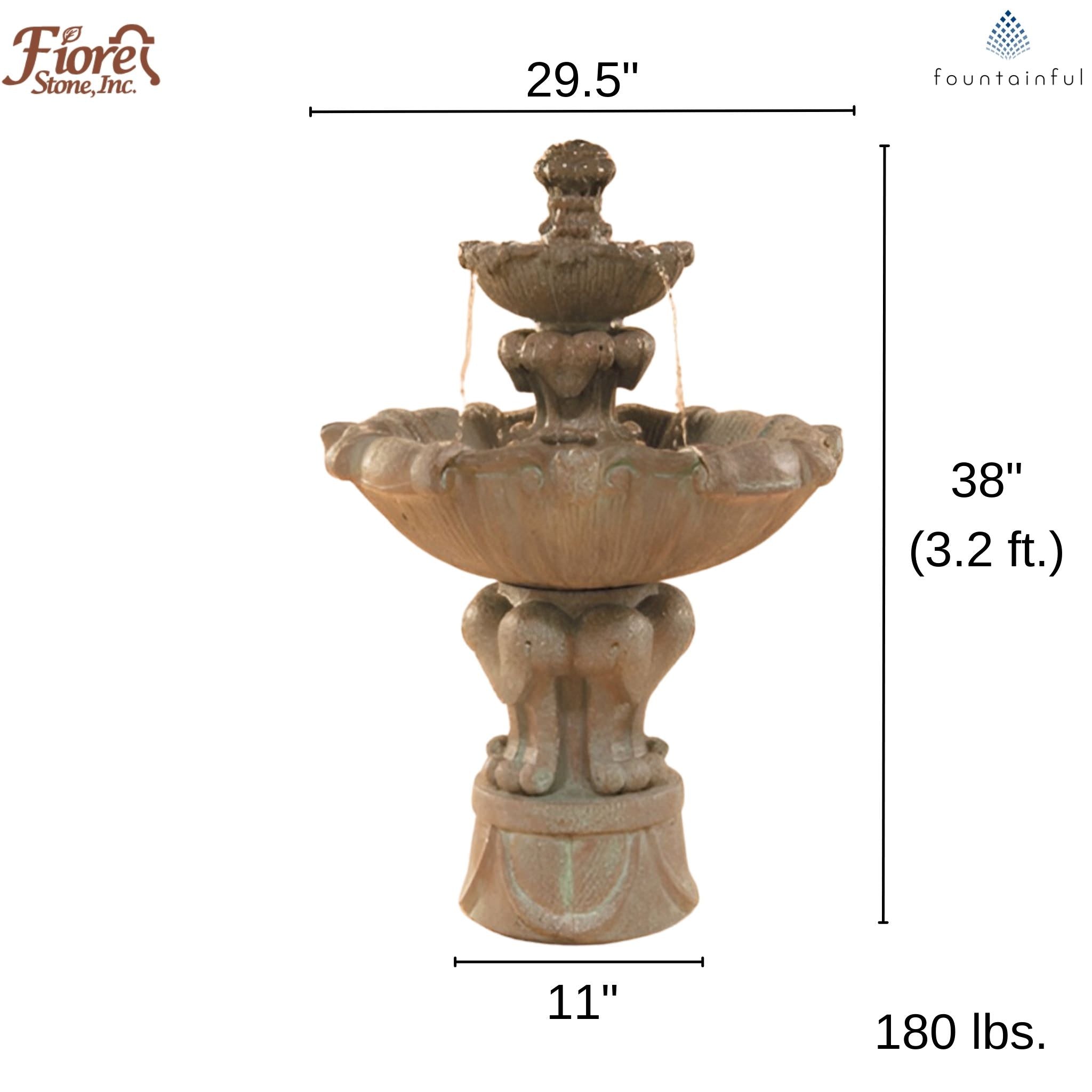 Vesuvio 2-Tier Concrete Fountain - Fiore #2080FS