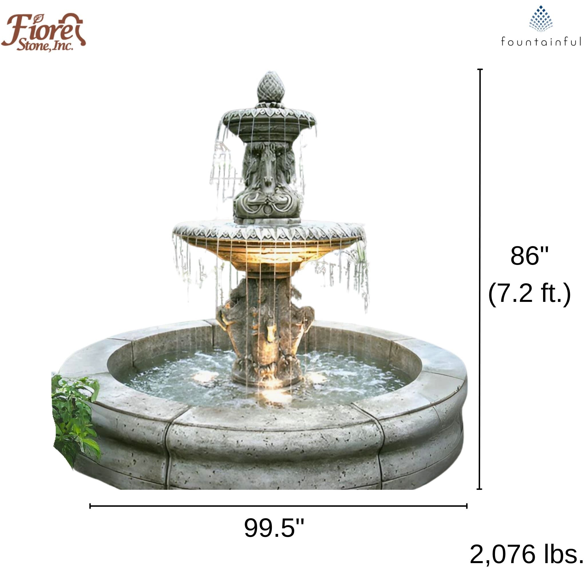 Cavalli 2-Tier Concrete Pond Fountain - Fiore #2133