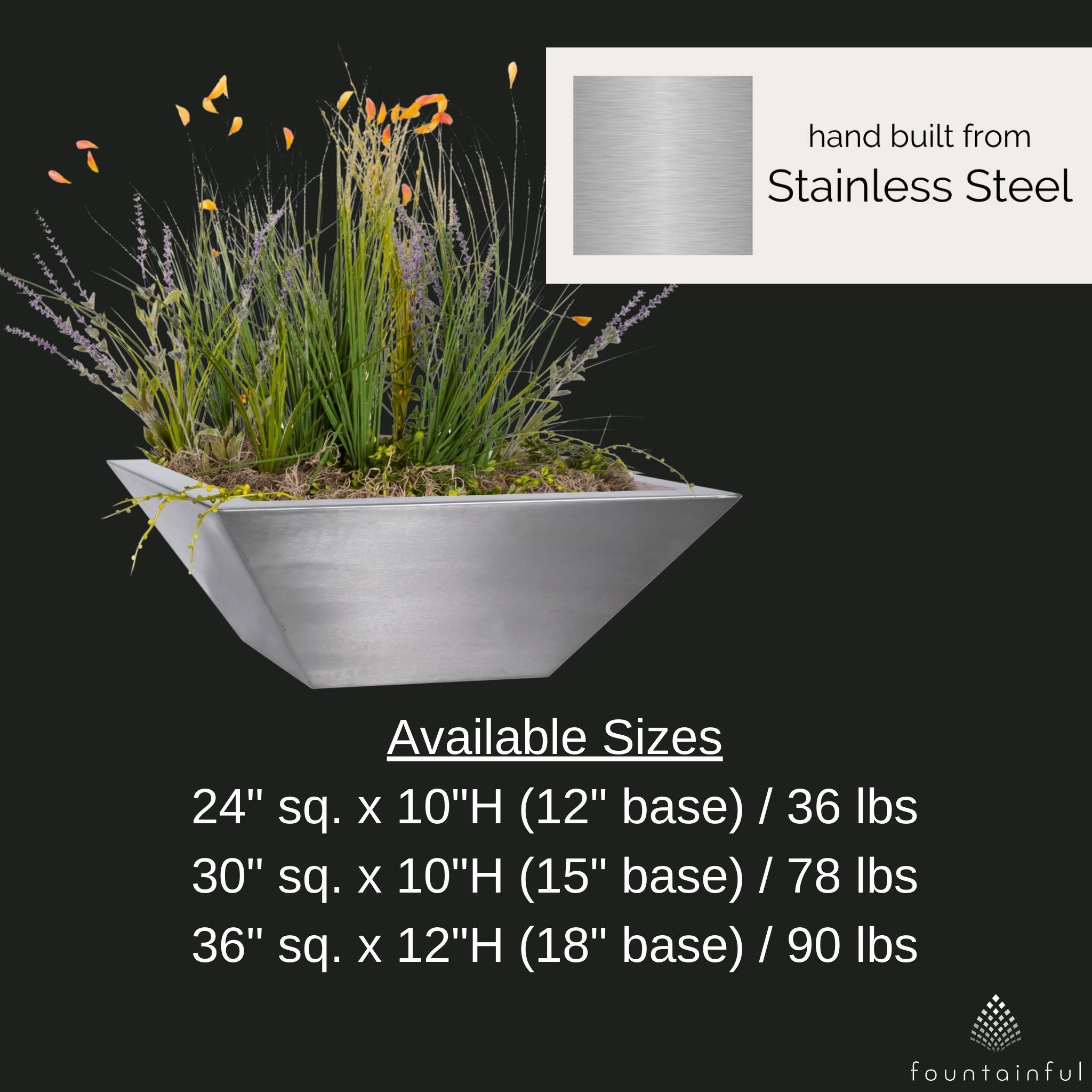 "Maya" Stainless Steel Box Planter - The Outdoor Plus