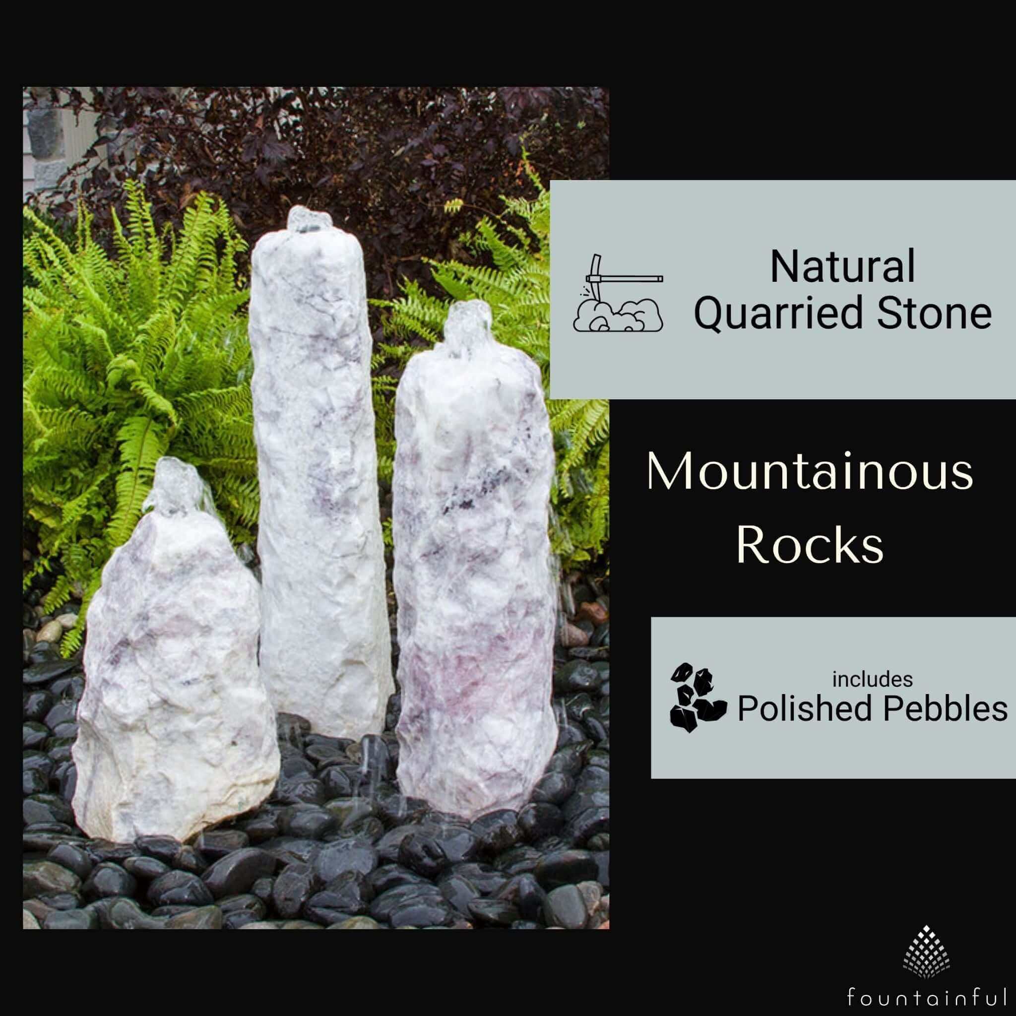 Chiseled "Lilac" 3-Column Stone Fountain Complete Kit - Thumbnail 3