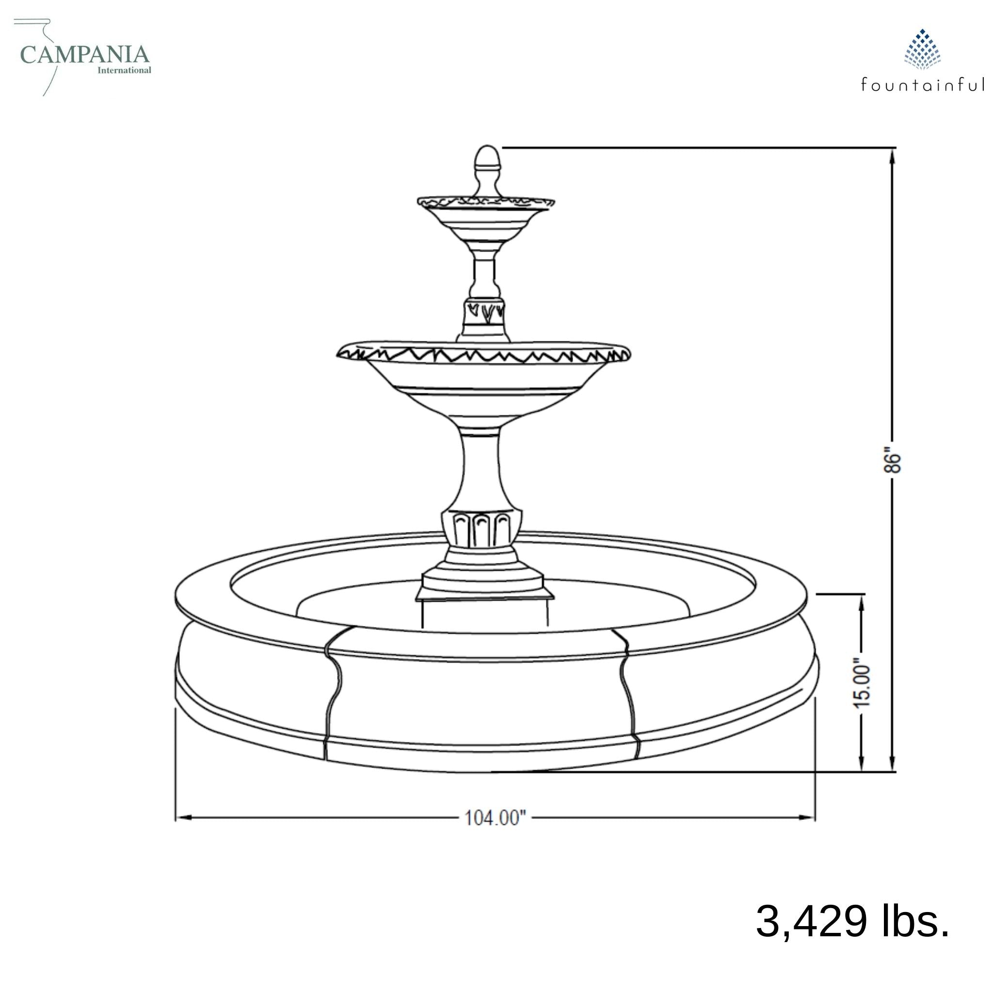 Charleston 2-Tier Concrete Fountain in Basin - Campania #FT257