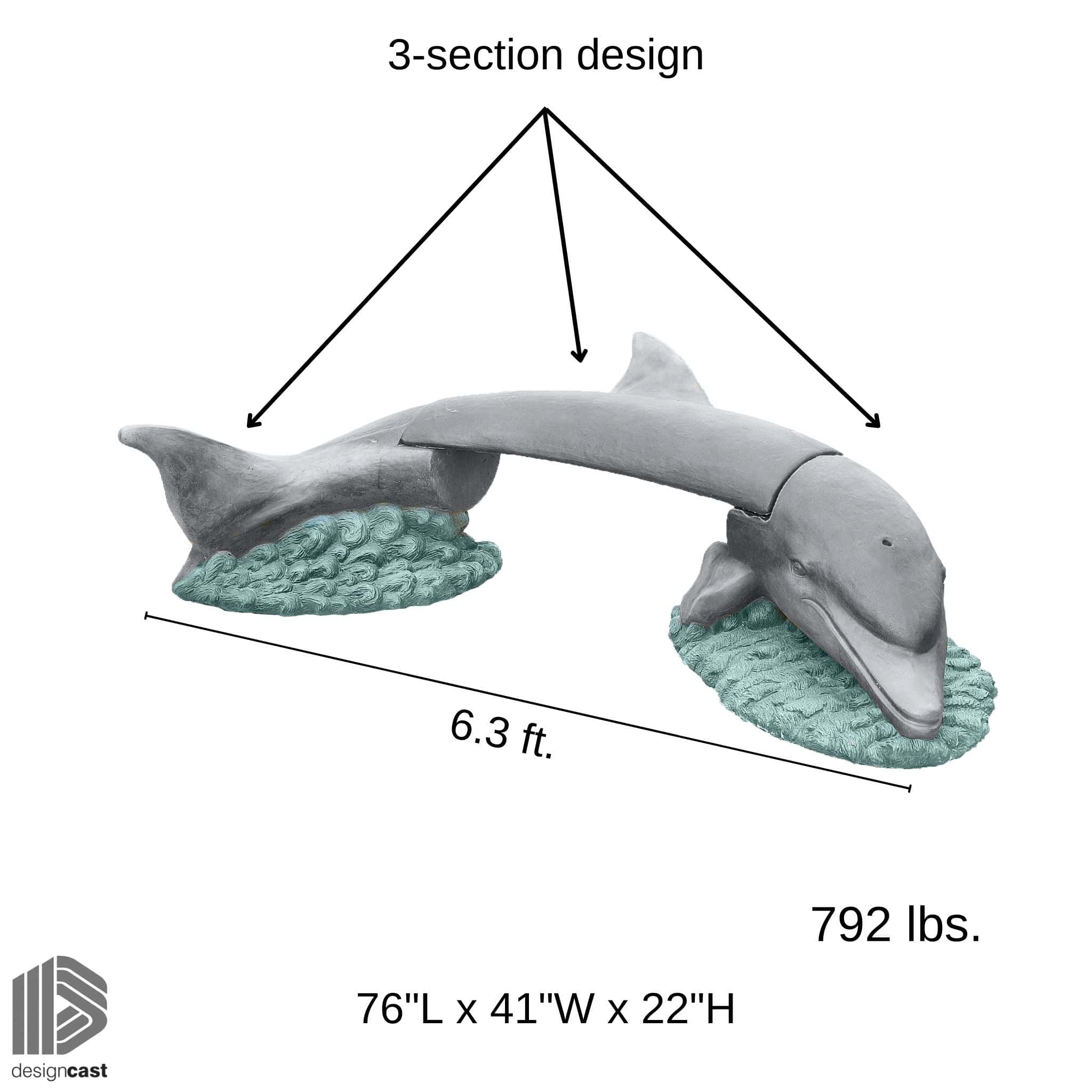 Dolphin Concrete Garden Bench - Phoenix Design Cast