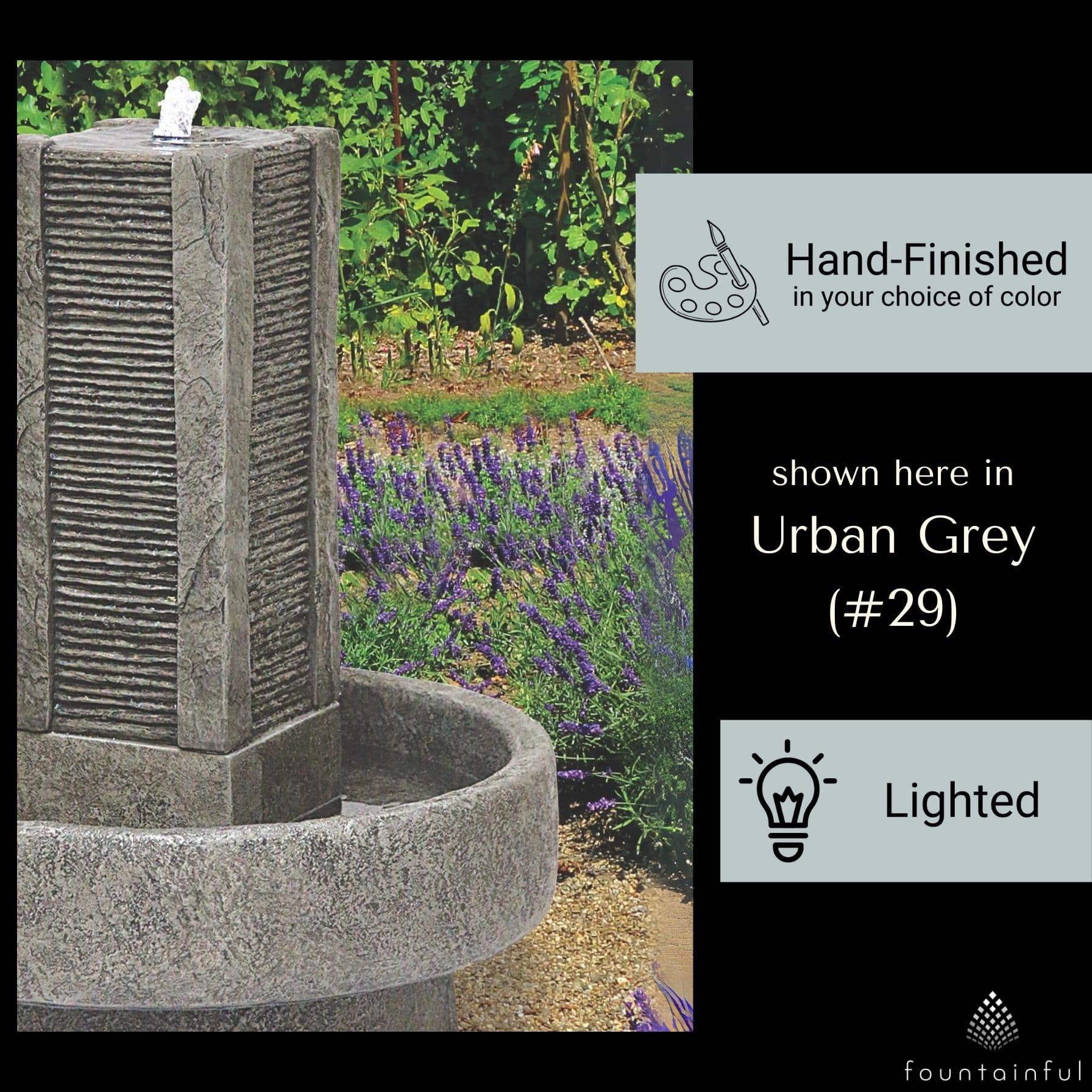 Slate Tower Concrete Fountain with Lights - Massarellis #3811