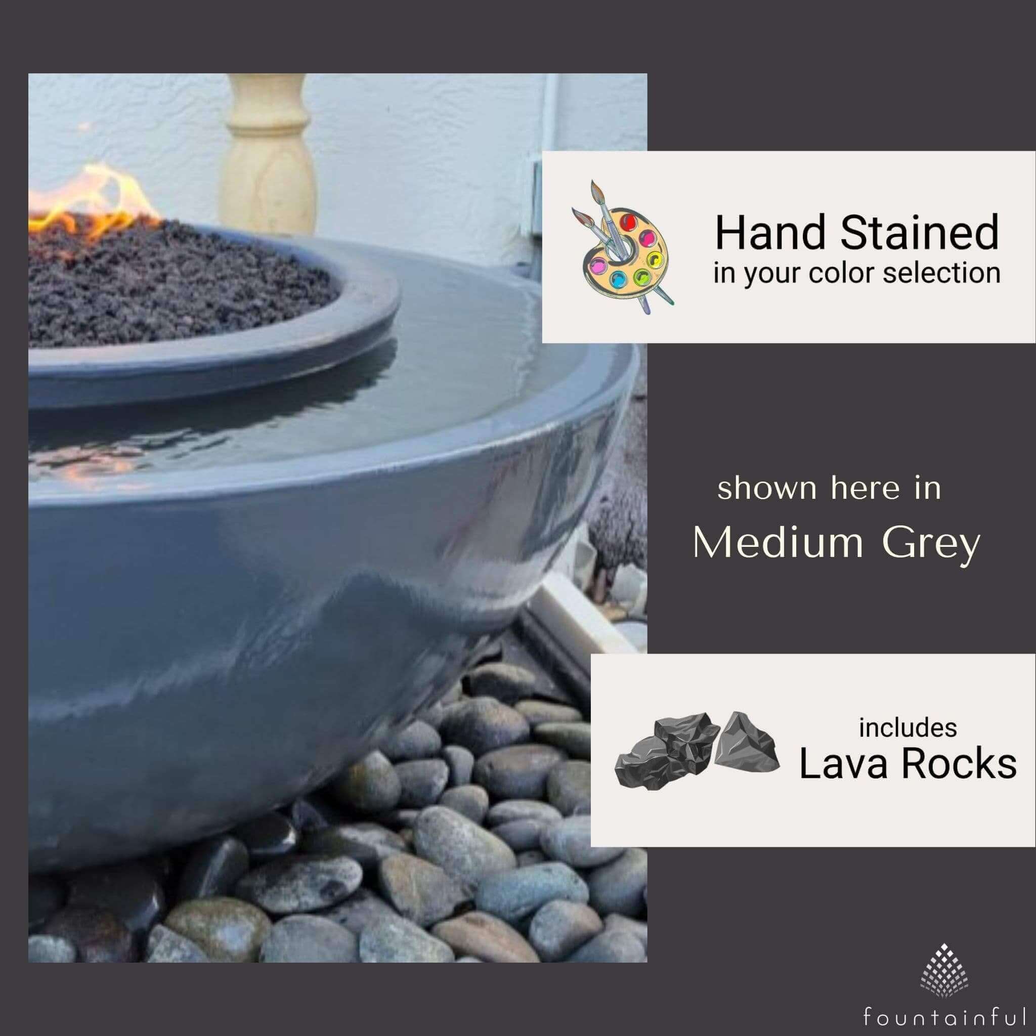 360° Fire & Water Bowl Concrete Fountain - Travertine & More