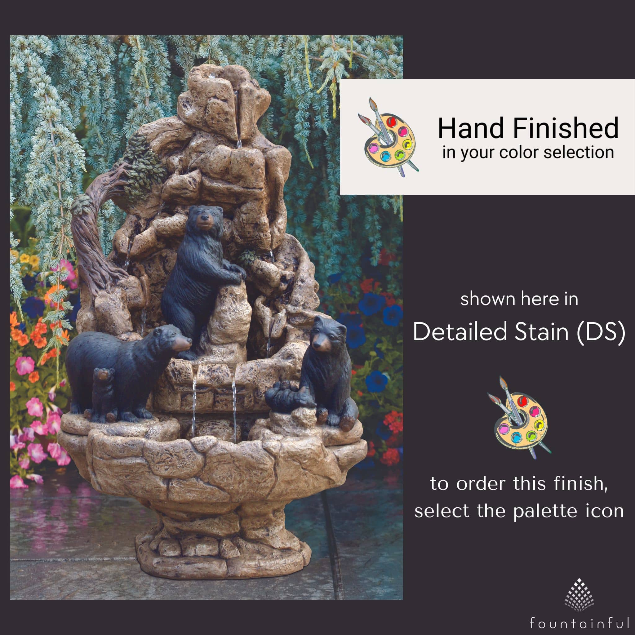 Bears Wildlife Concrete Fountain - Thumbnail 4