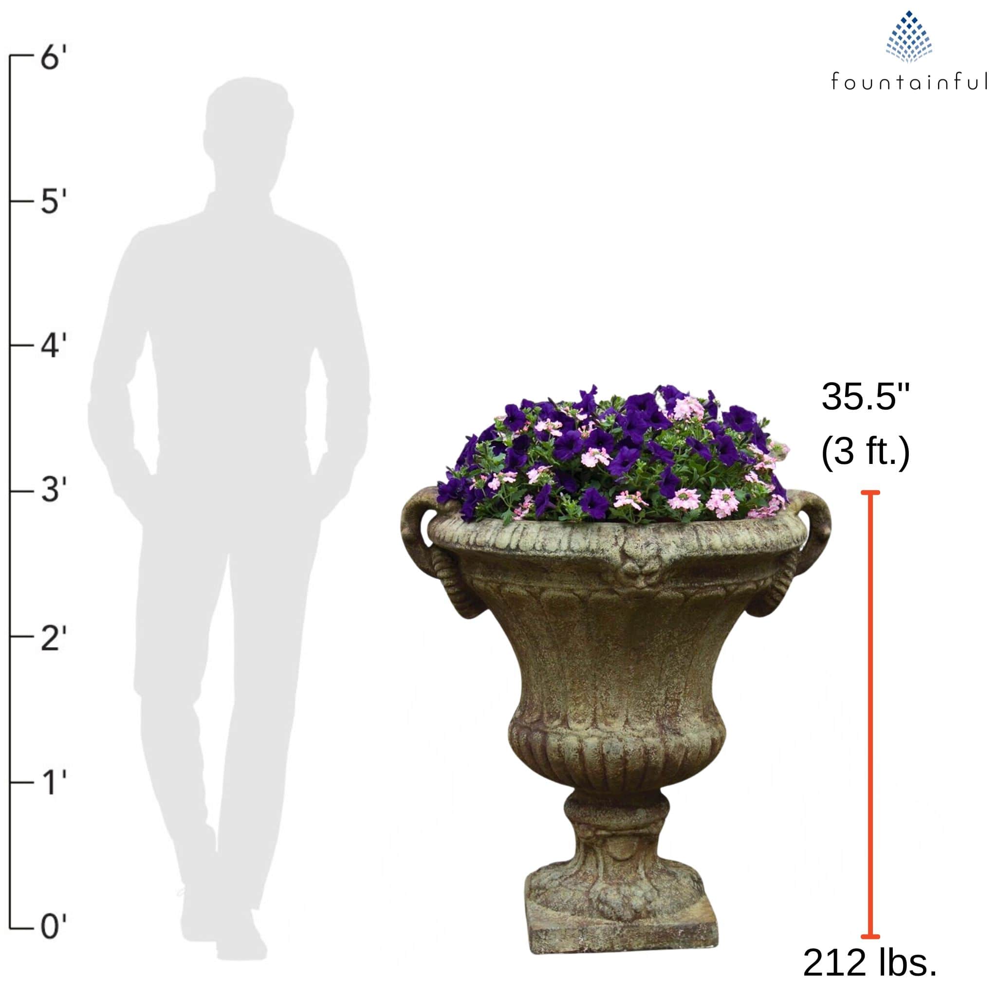 Braided Medallion Handled Urn Planter - Massarellis #6275