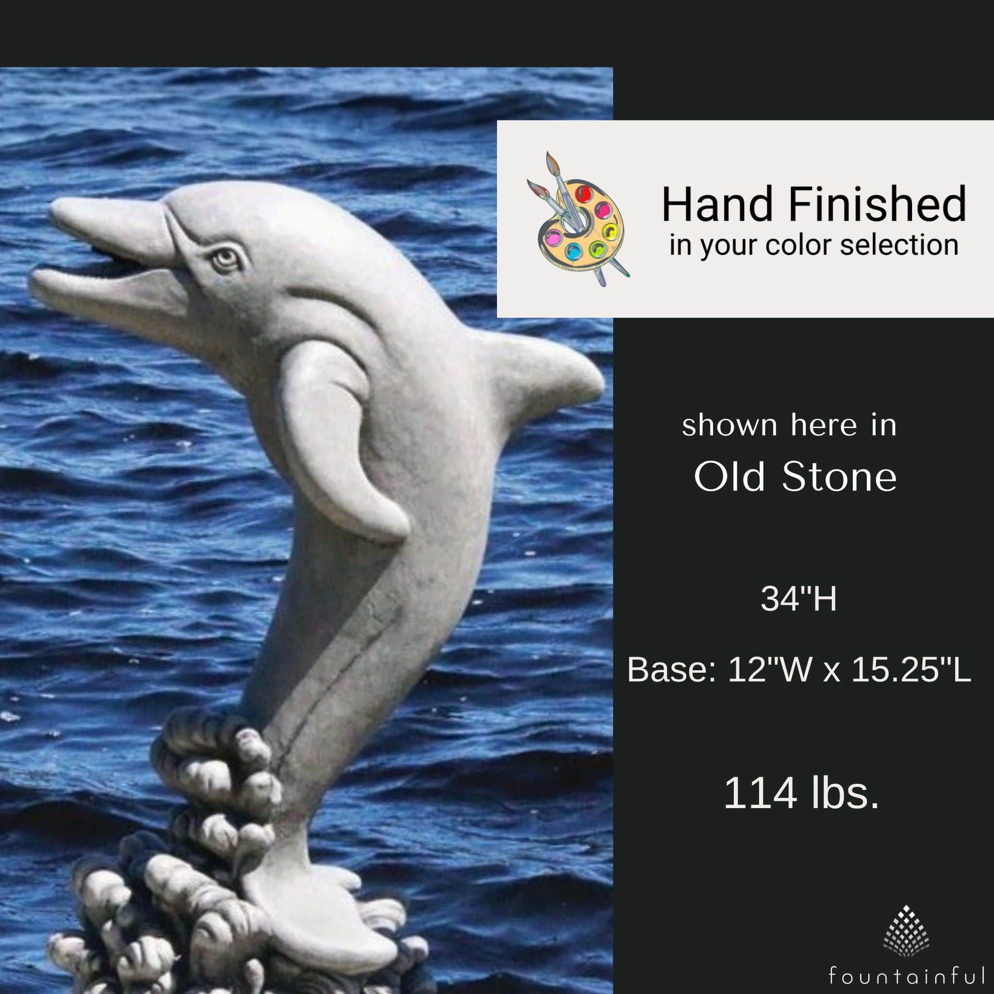 Sitting Dolphin Plumbed Concrete Statue - Massarellis #4090