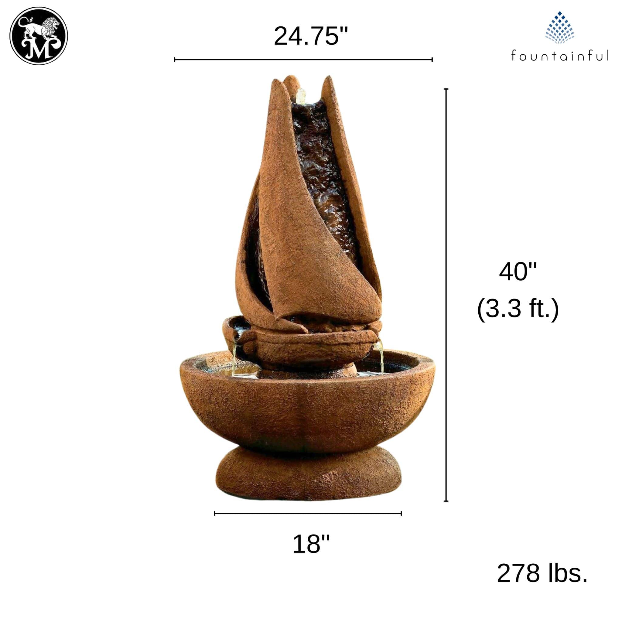 Sail Away Short Concrete Fountain - Massarellis #3611