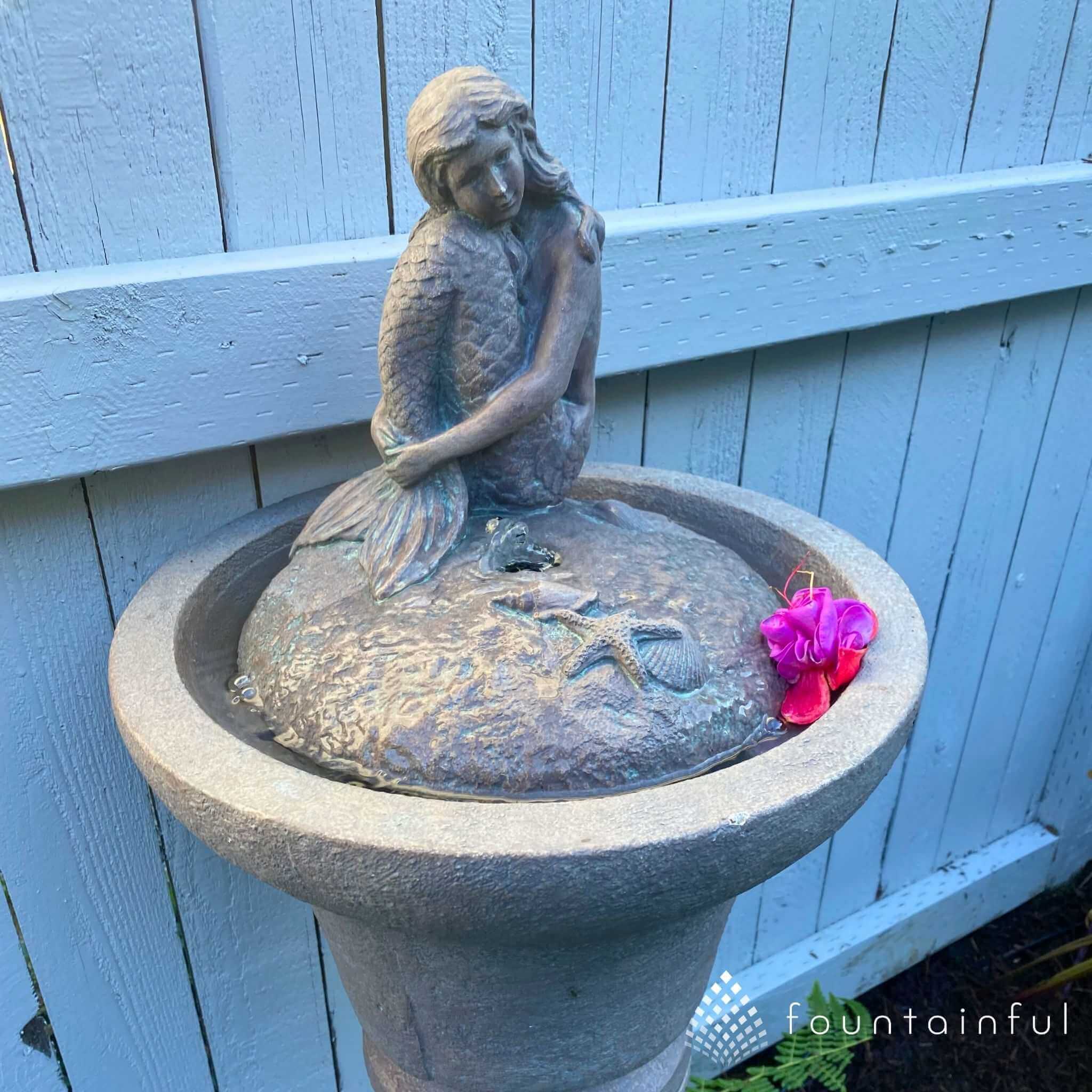 Mermaid Concrete Fountainette w/Lights - Massarellis #3942
