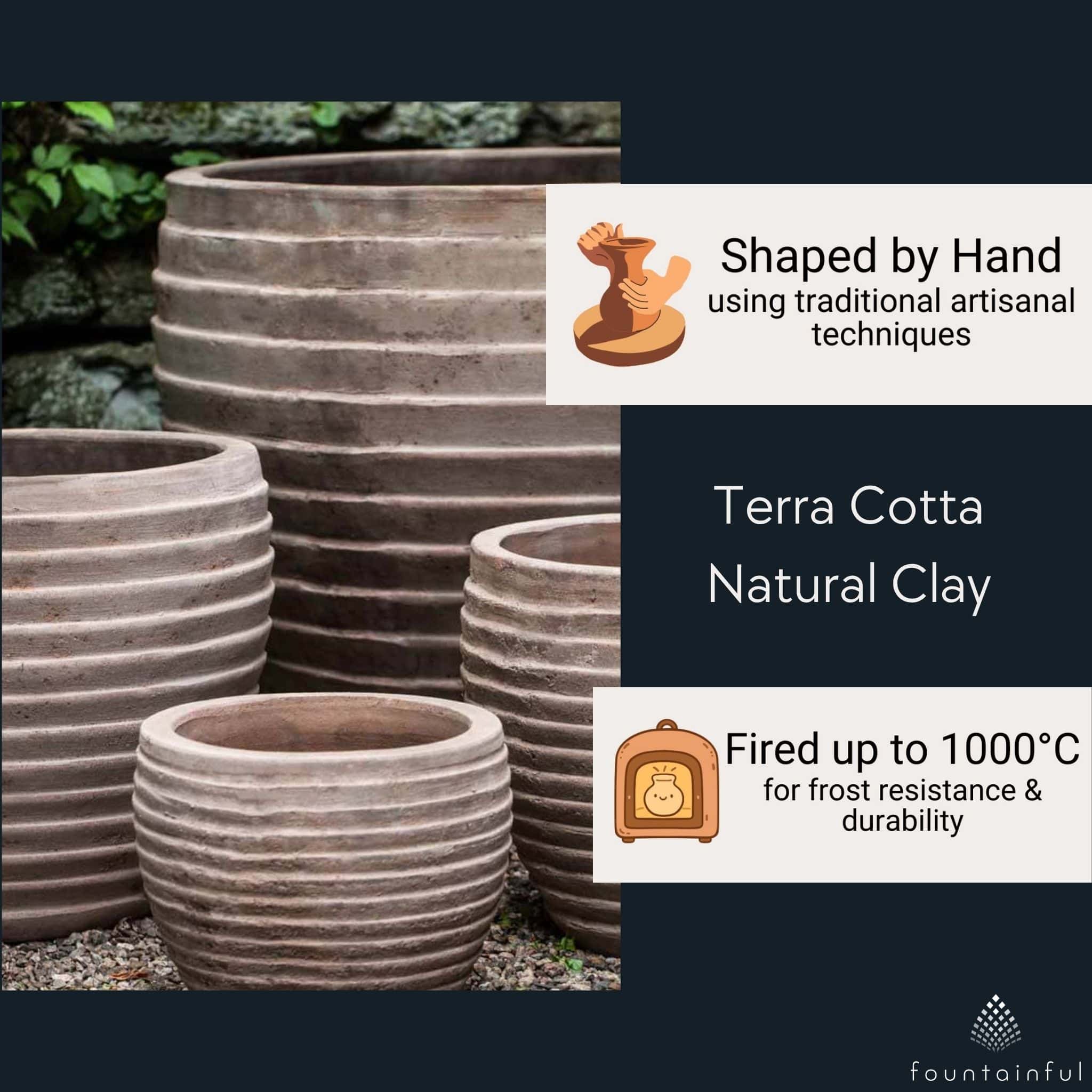 Elia Set of 5 Antico Terra Cotta Planters - Campania #6820