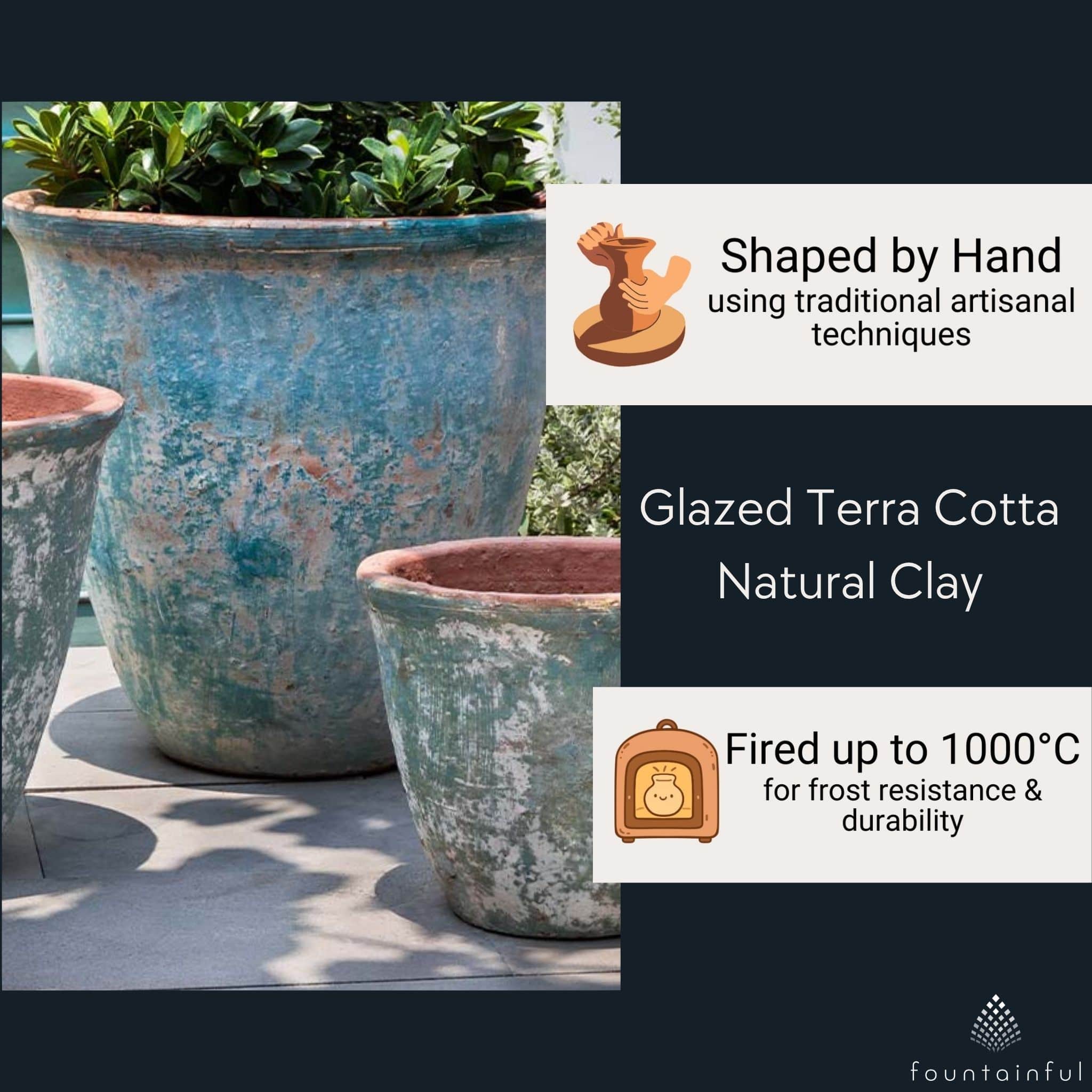 Alicante Set of 3 Glazed Terra Cotta Planters - Campania #5039