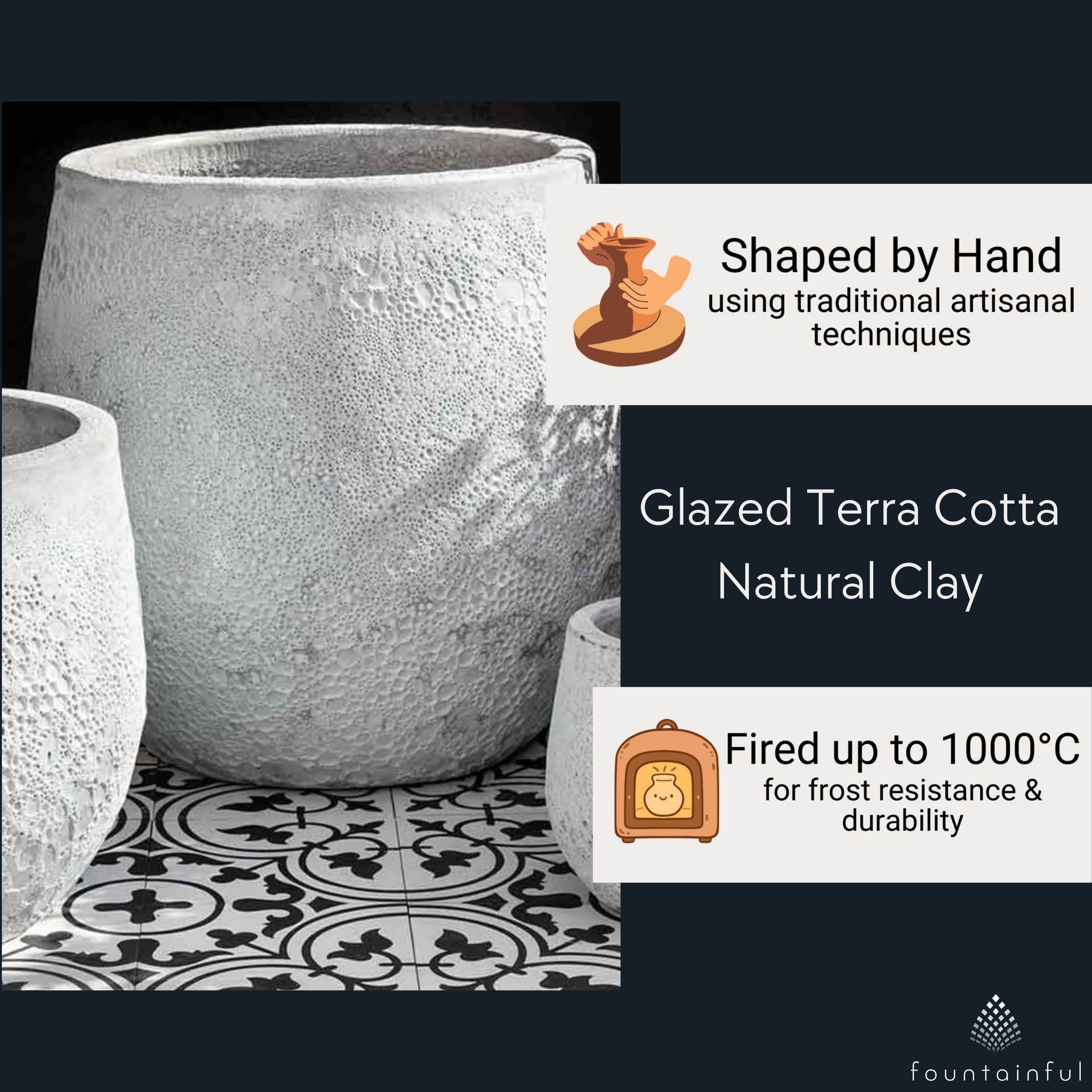 Baleares Set of 3 Glazed Terra Cotta Planters - Campania #6744