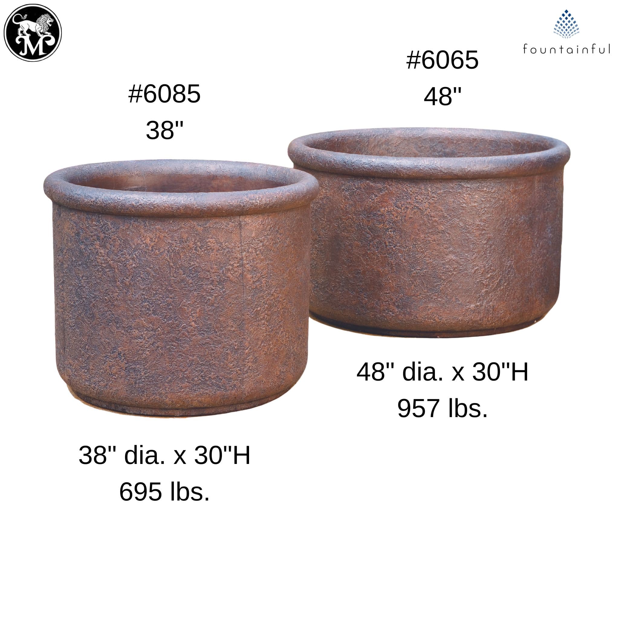 Urban Large Round Concrete Planters - Massarellis #6065