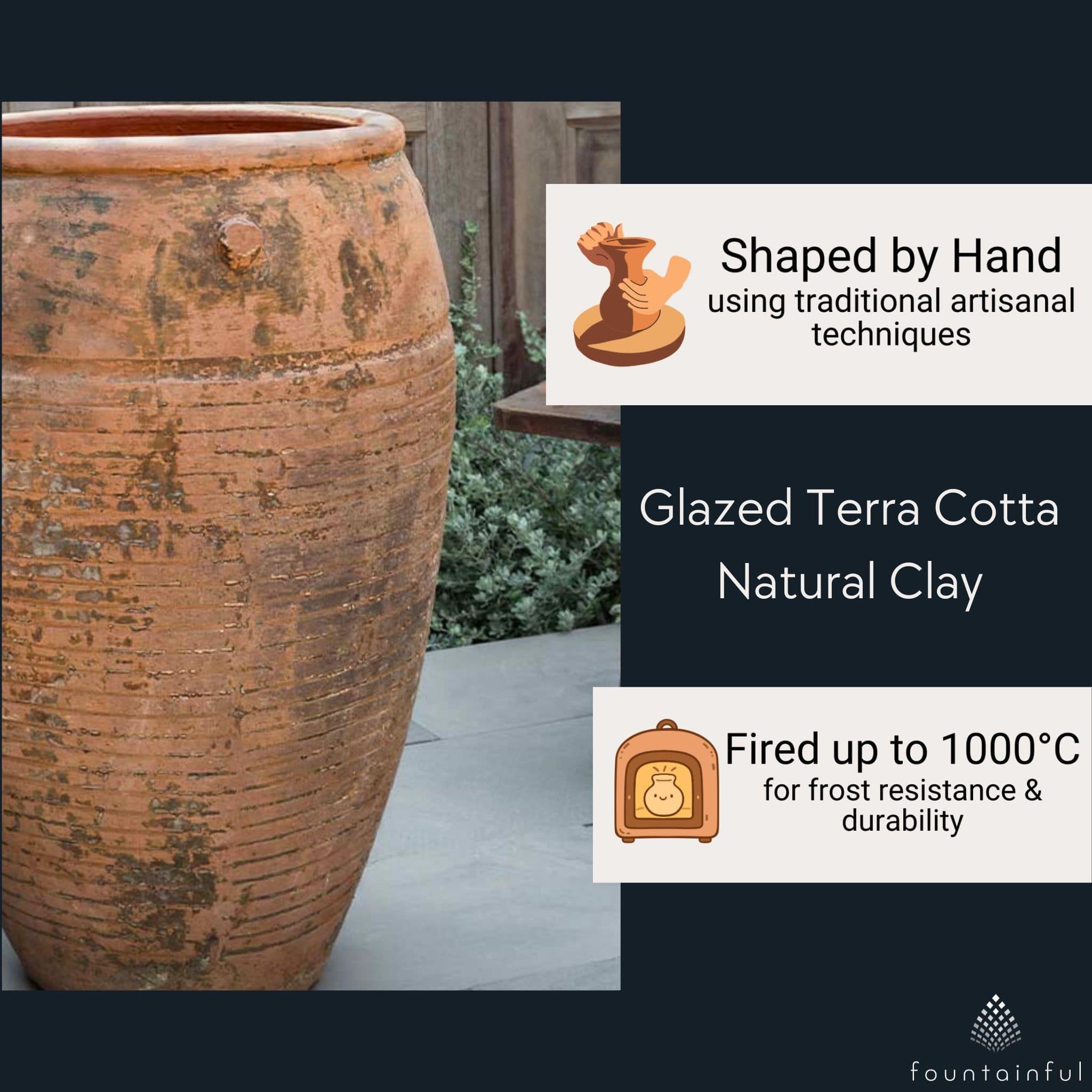 Catania Jar Glazed Terra Cotta Planter - Campania #5038