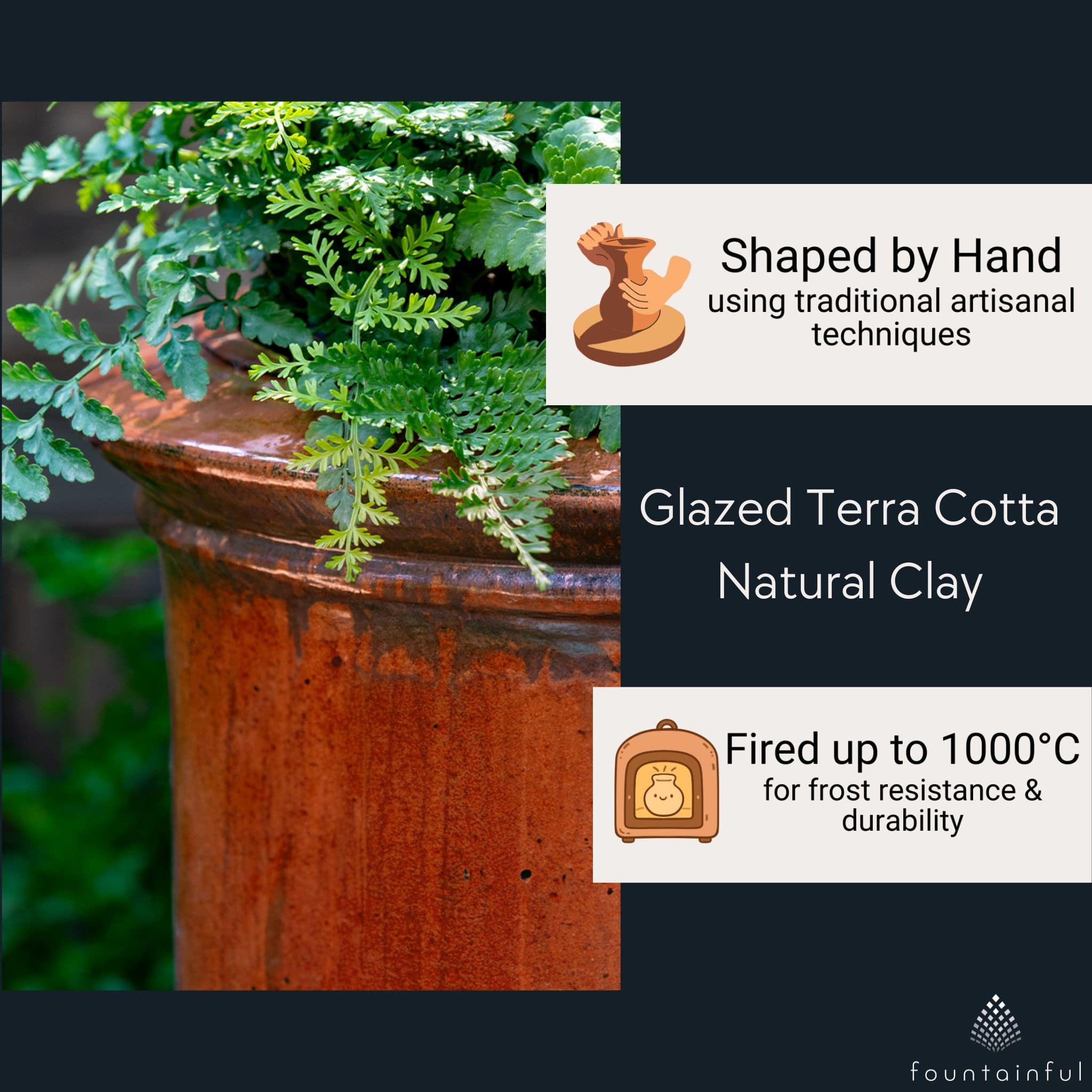 Vaucluse Urn Glazed Terra Cotta Planter - Campania #7018