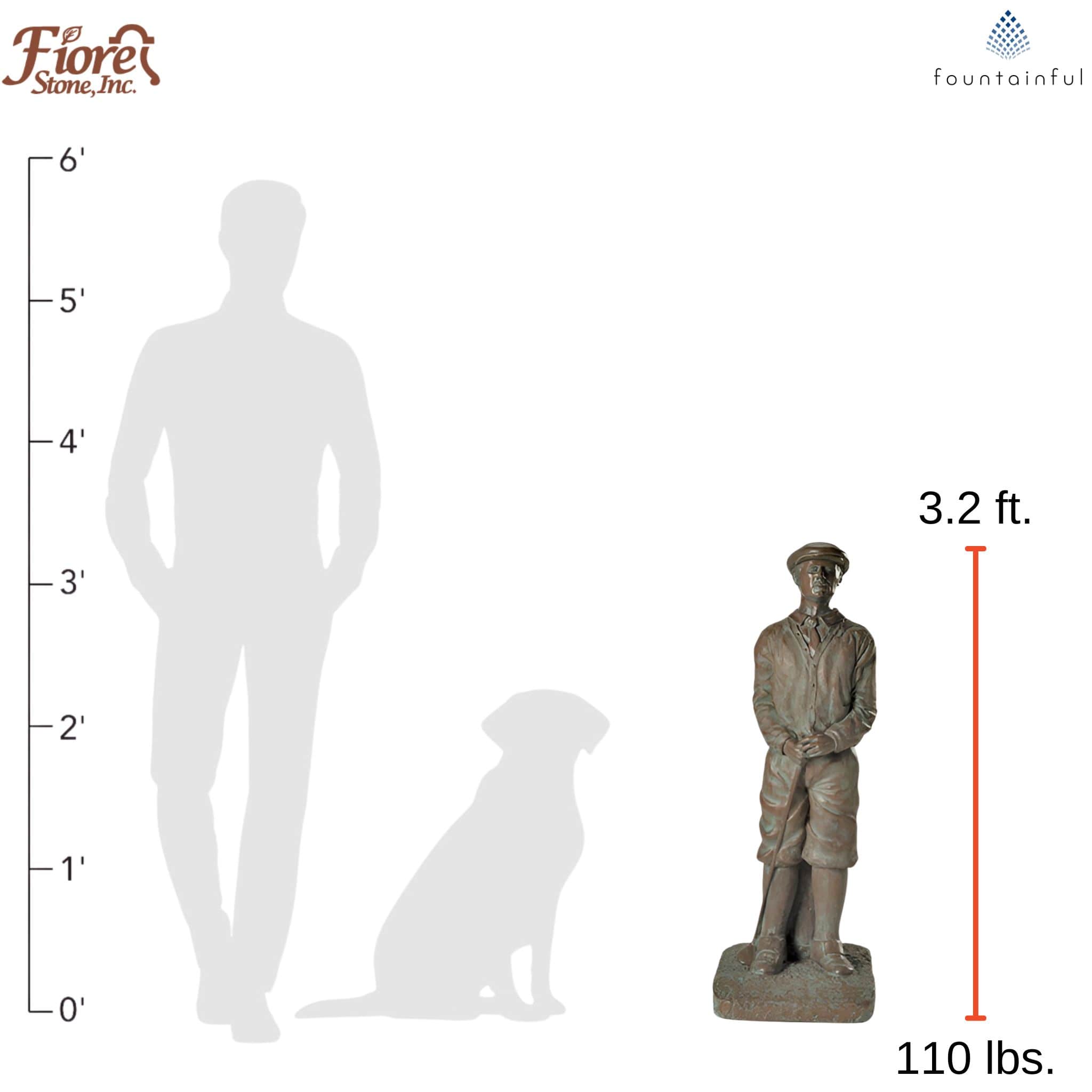 Proud Golfer Concrete Garden Statue - Fiore #7024