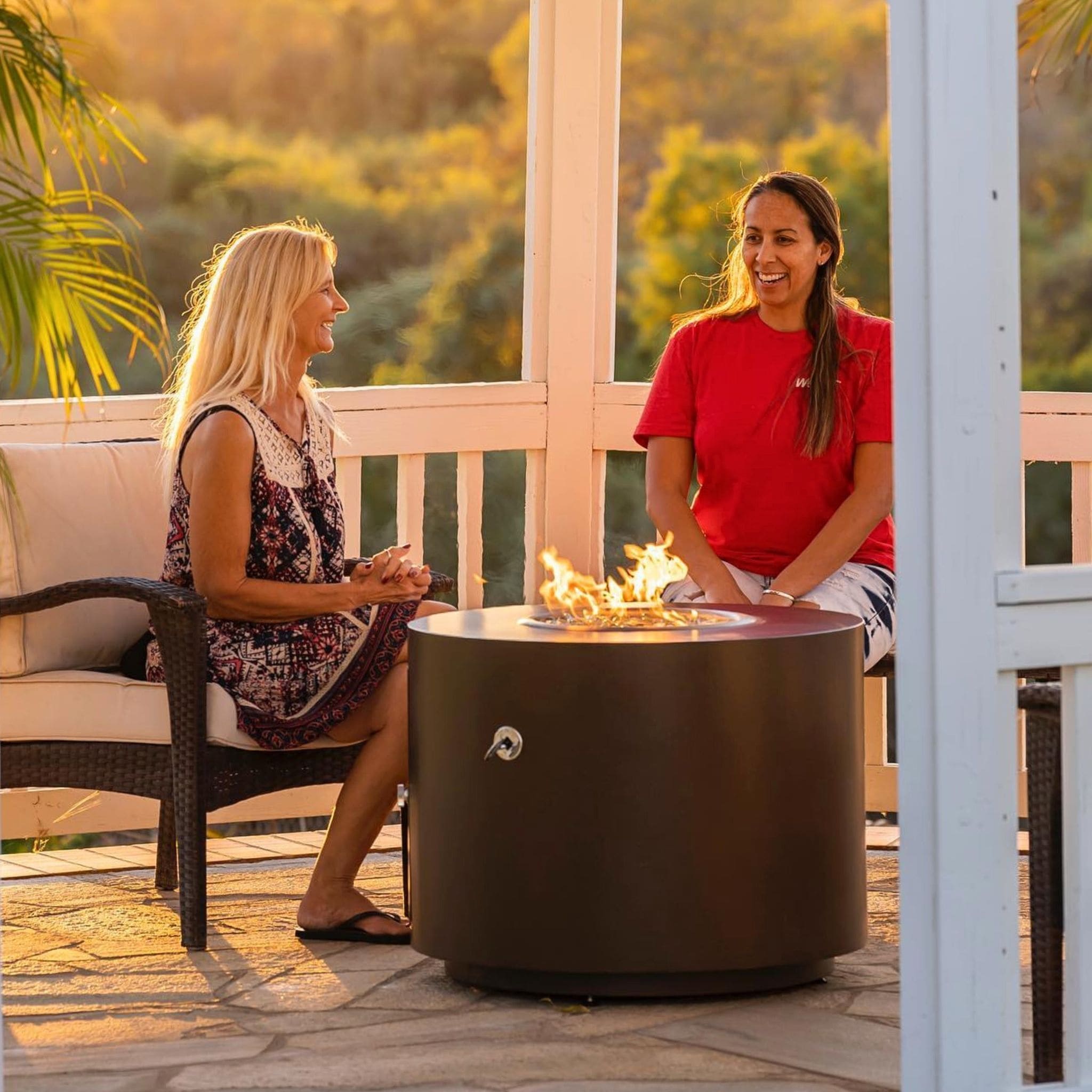 Beverly Steel Round Gas Fire Pit - Outdoor Plus