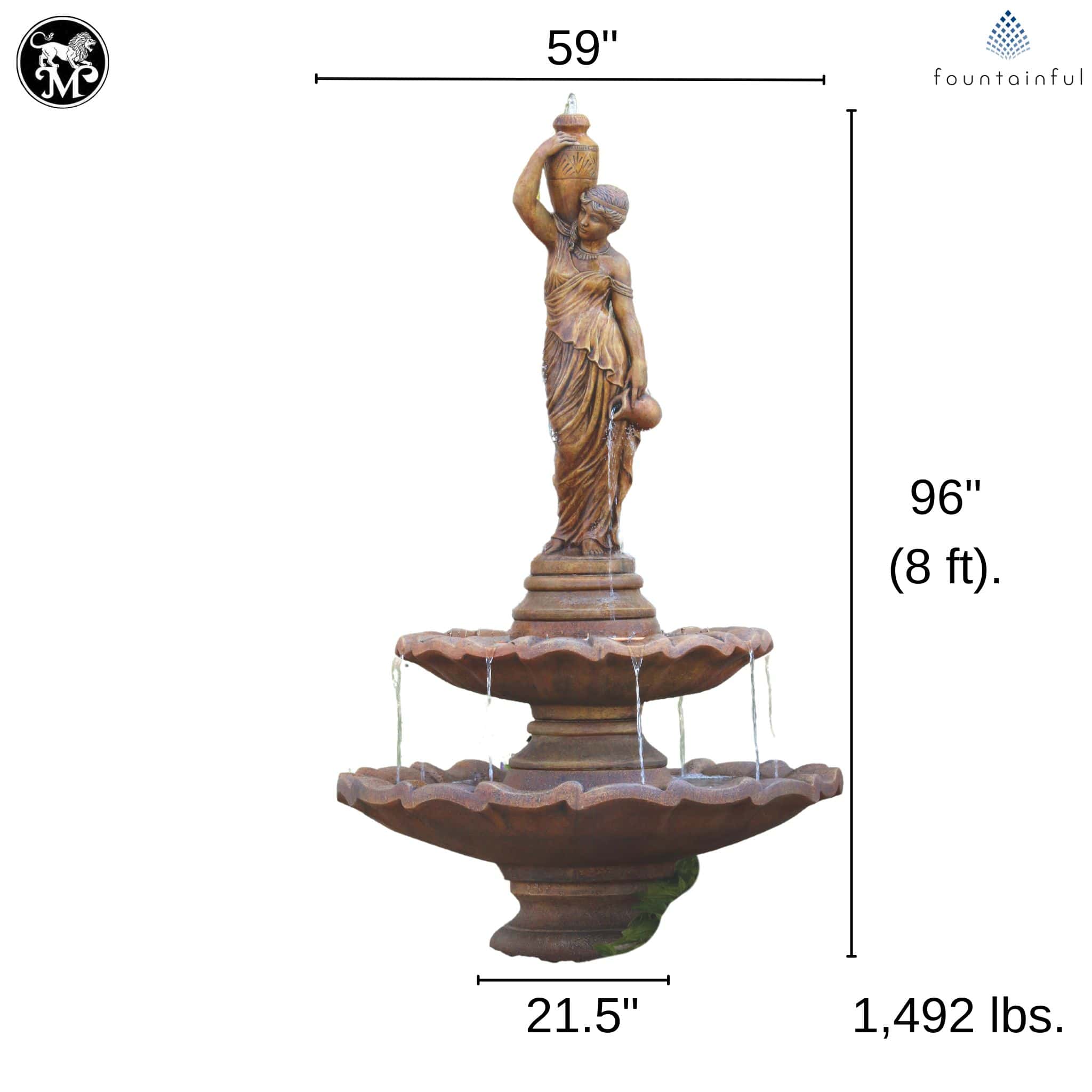 Large Grecian Lady 2-Tier Fountain - Massarellis #3440