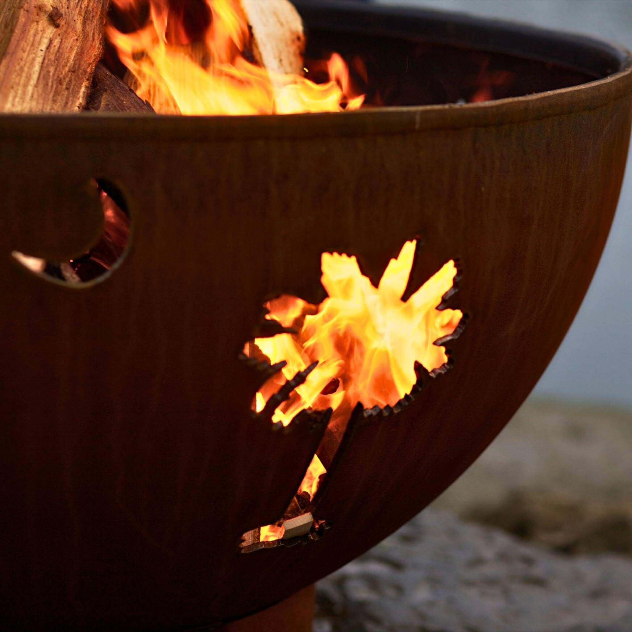 "Tropical Moon" Wood Burning Fire Pit in Steel - Fire Pit Art