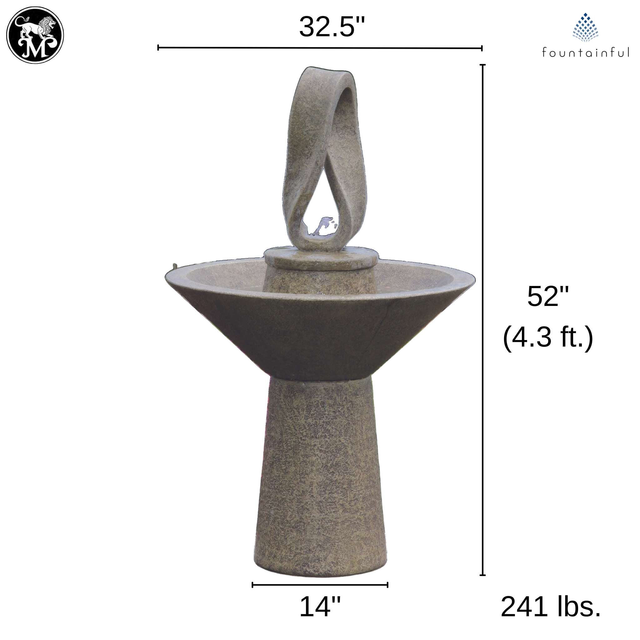 Garden Eternal Loop Concrete Fountain w/Lights - Massarellis #3834