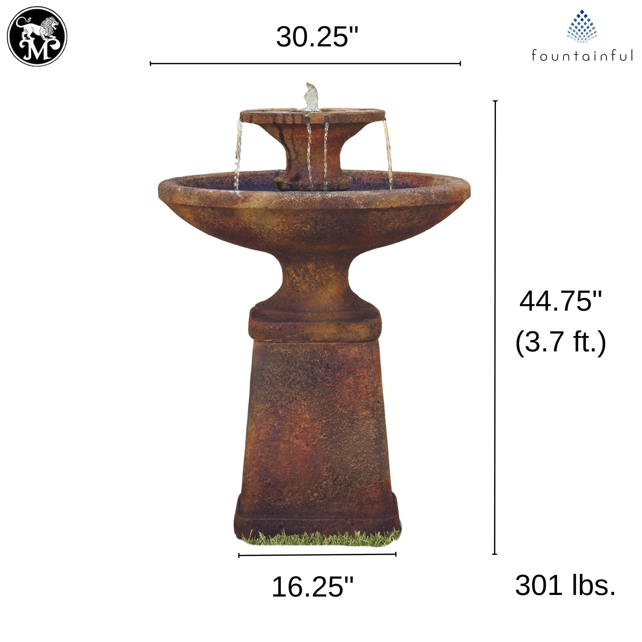Bella 2-Tier Concrete Fountain - Massarellis #3653