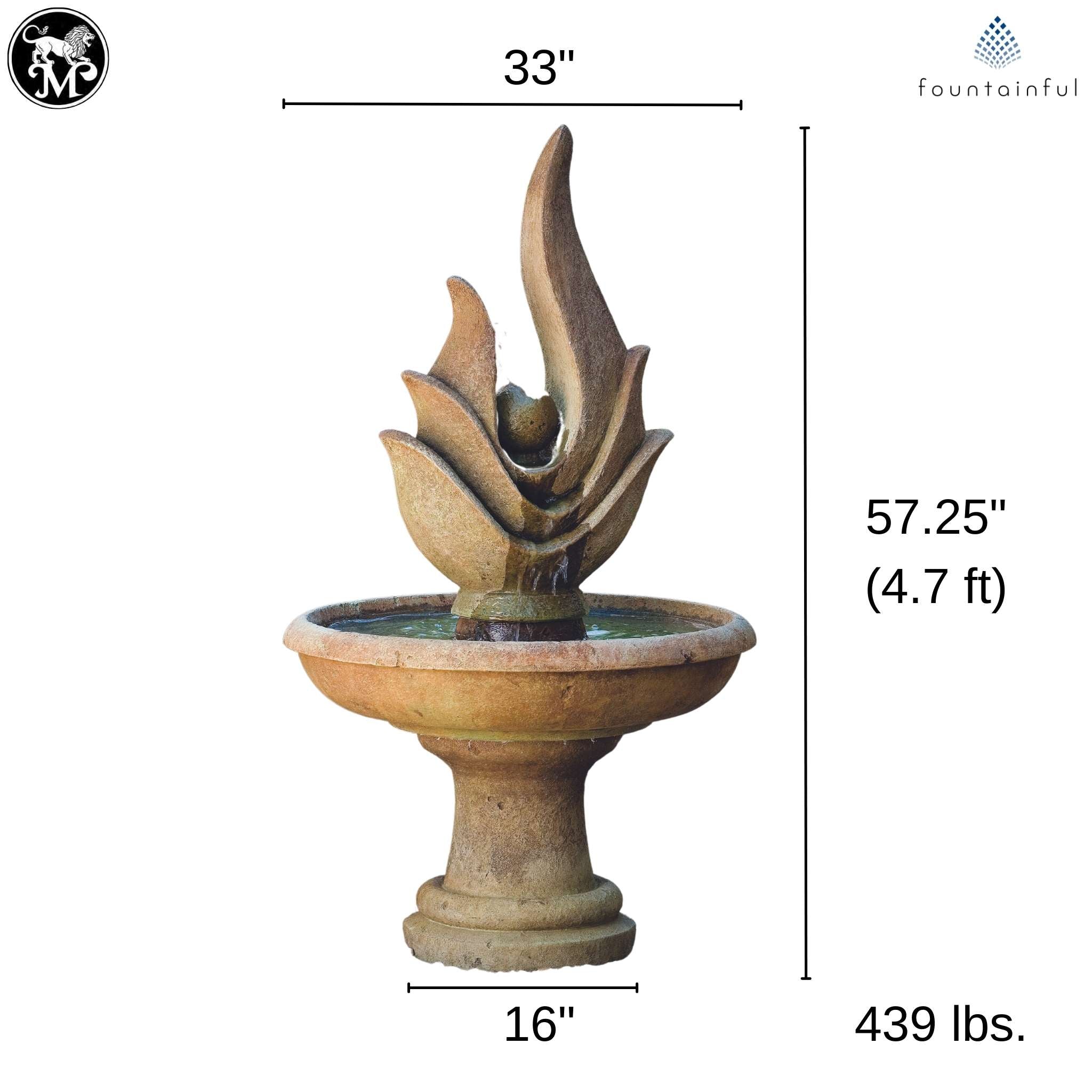 Petal Point Concrete Bubbler Fountain - Massarellis #3629