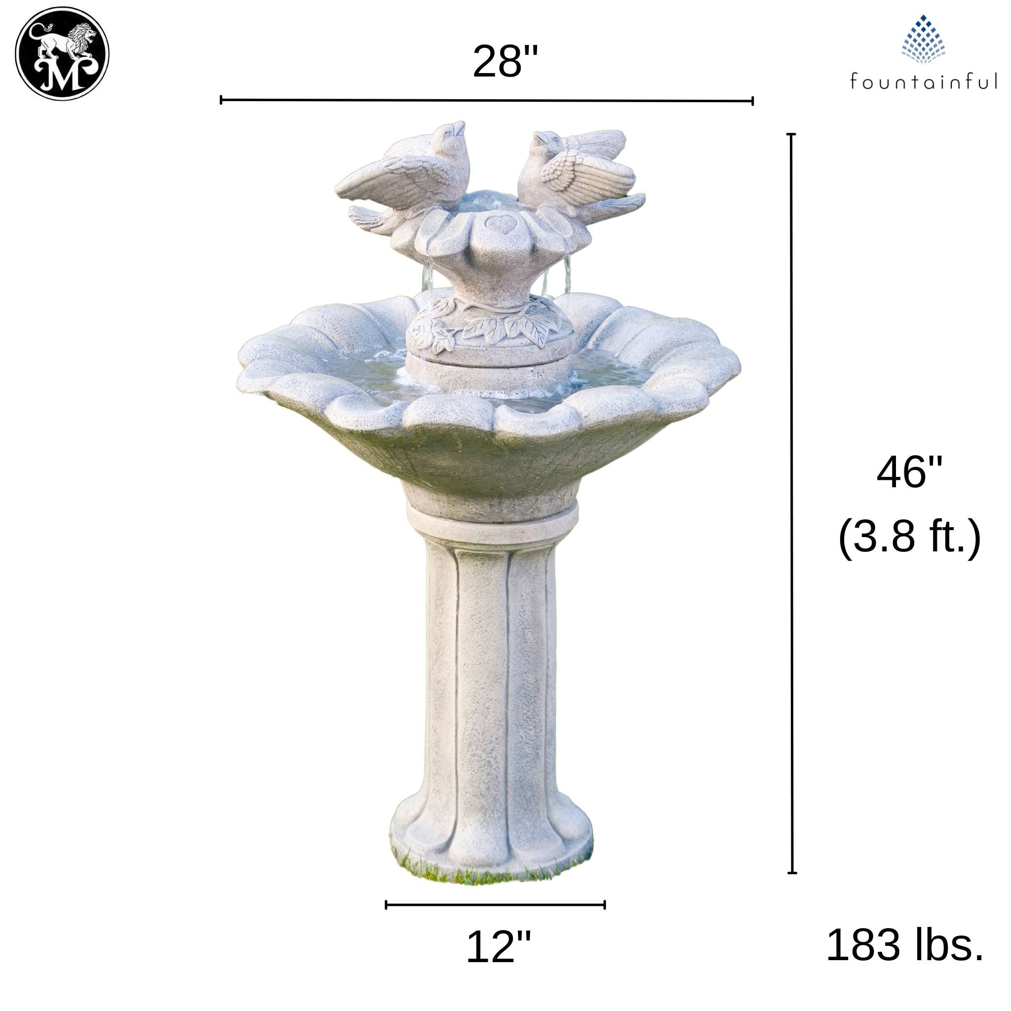 Classical Doves of Love Concrete Fountain - Massarellis #3365