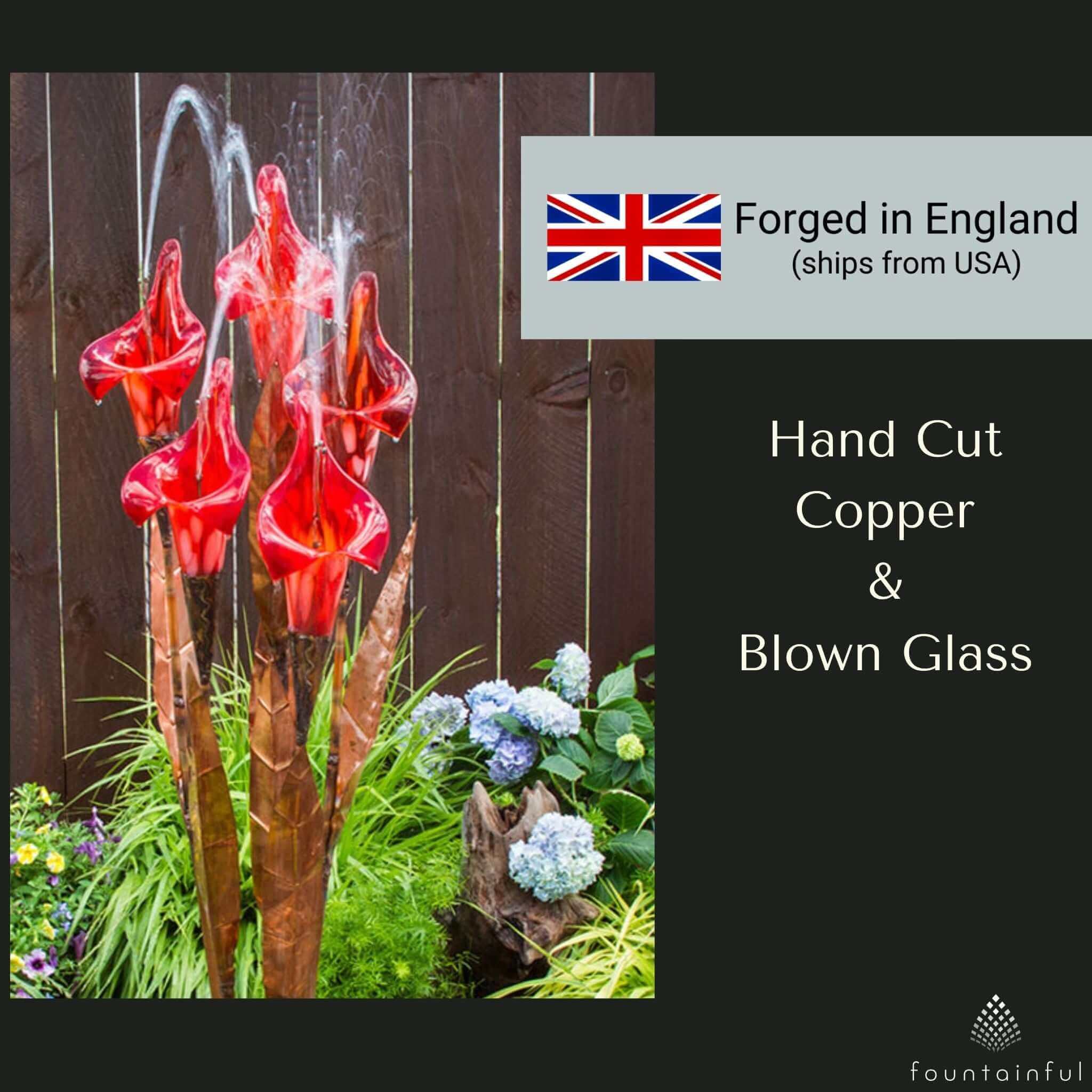 Red Iris Copper & Glass Fountain Kit - Blue Thumb