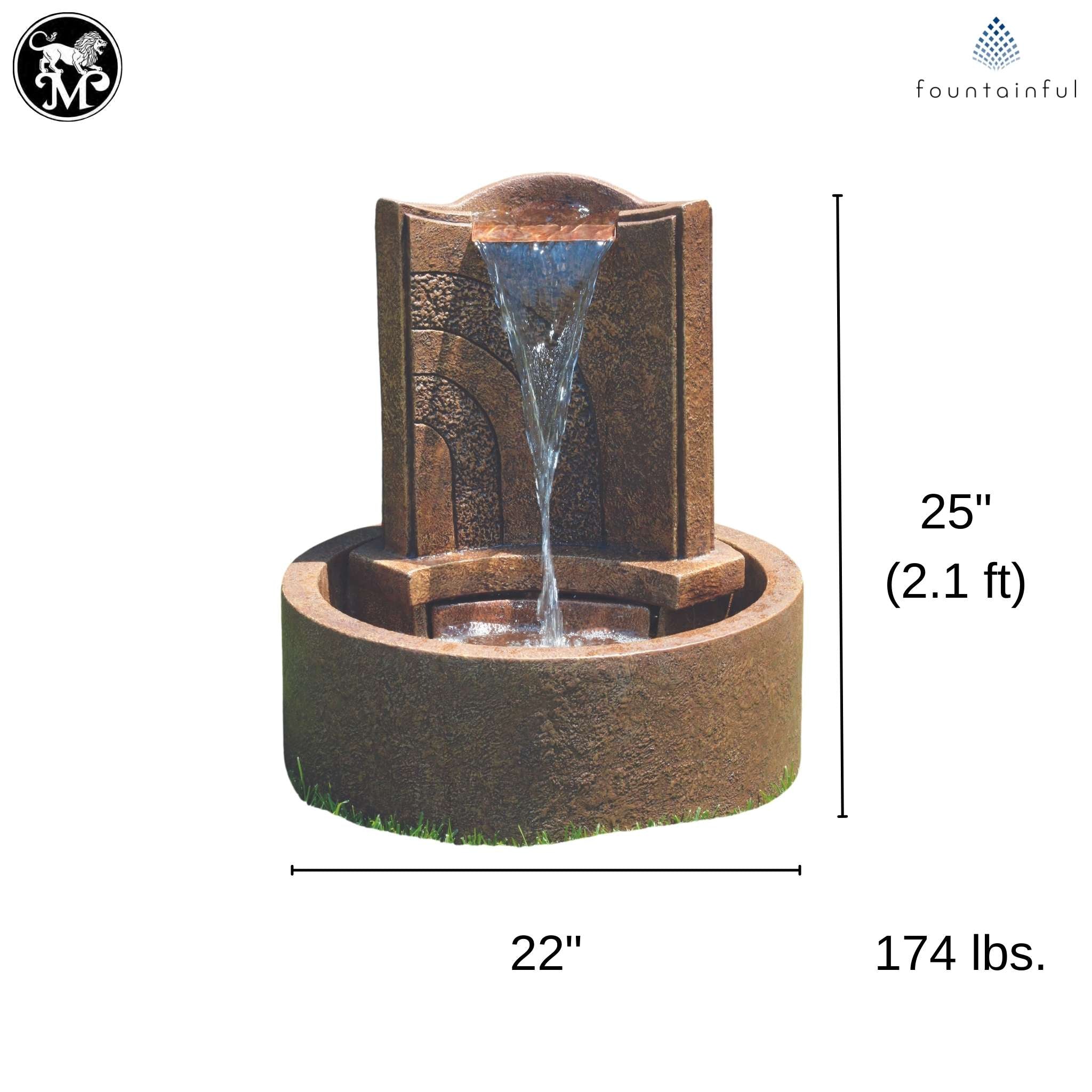Lido Concrete Fountain w/Lights - Massarellis #3502