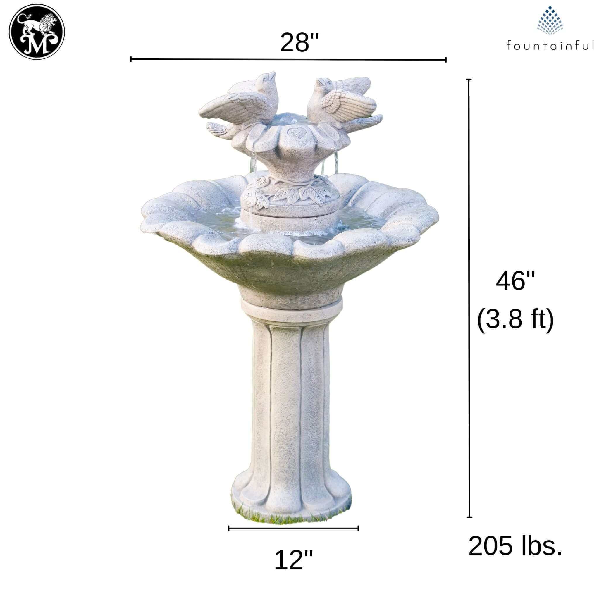 Classical Doves of Love Concrete Fountain - Massarellis #3365