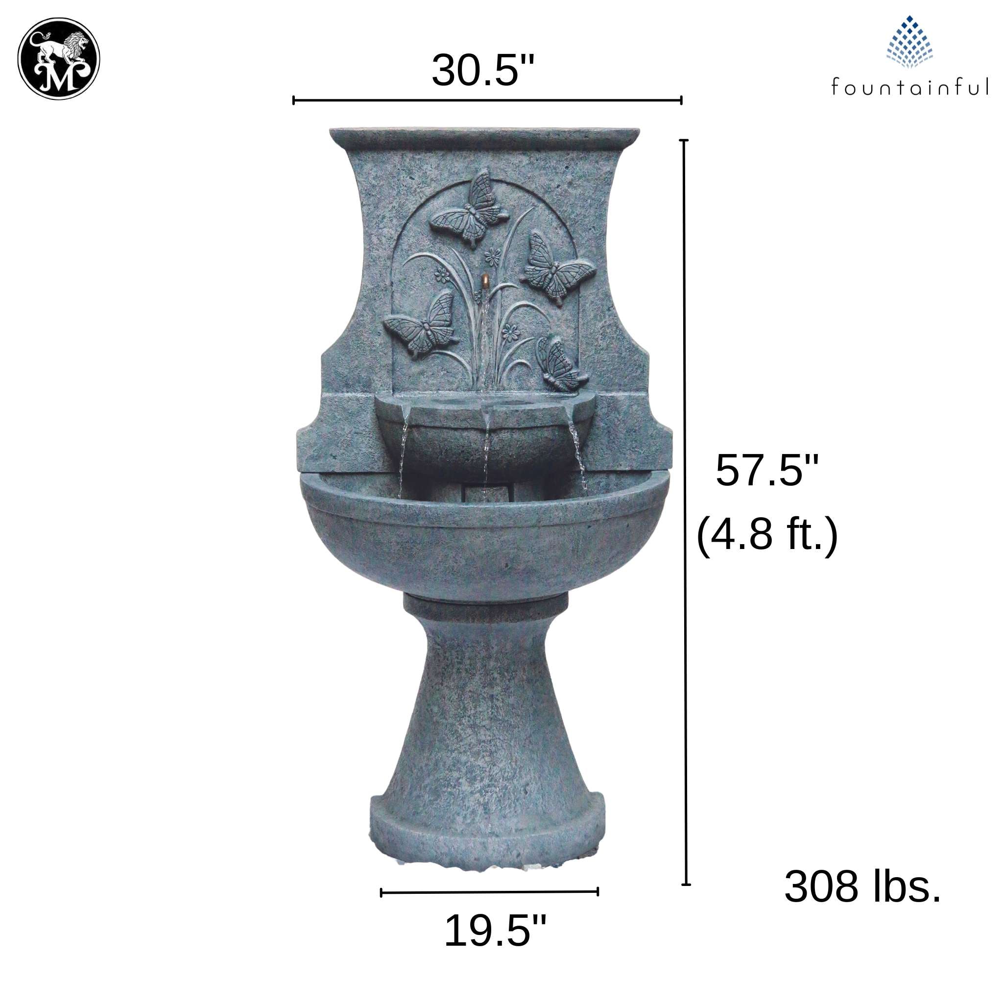 Fortuna Butterfly Concrete Wall Fountain - Massarellis #3807