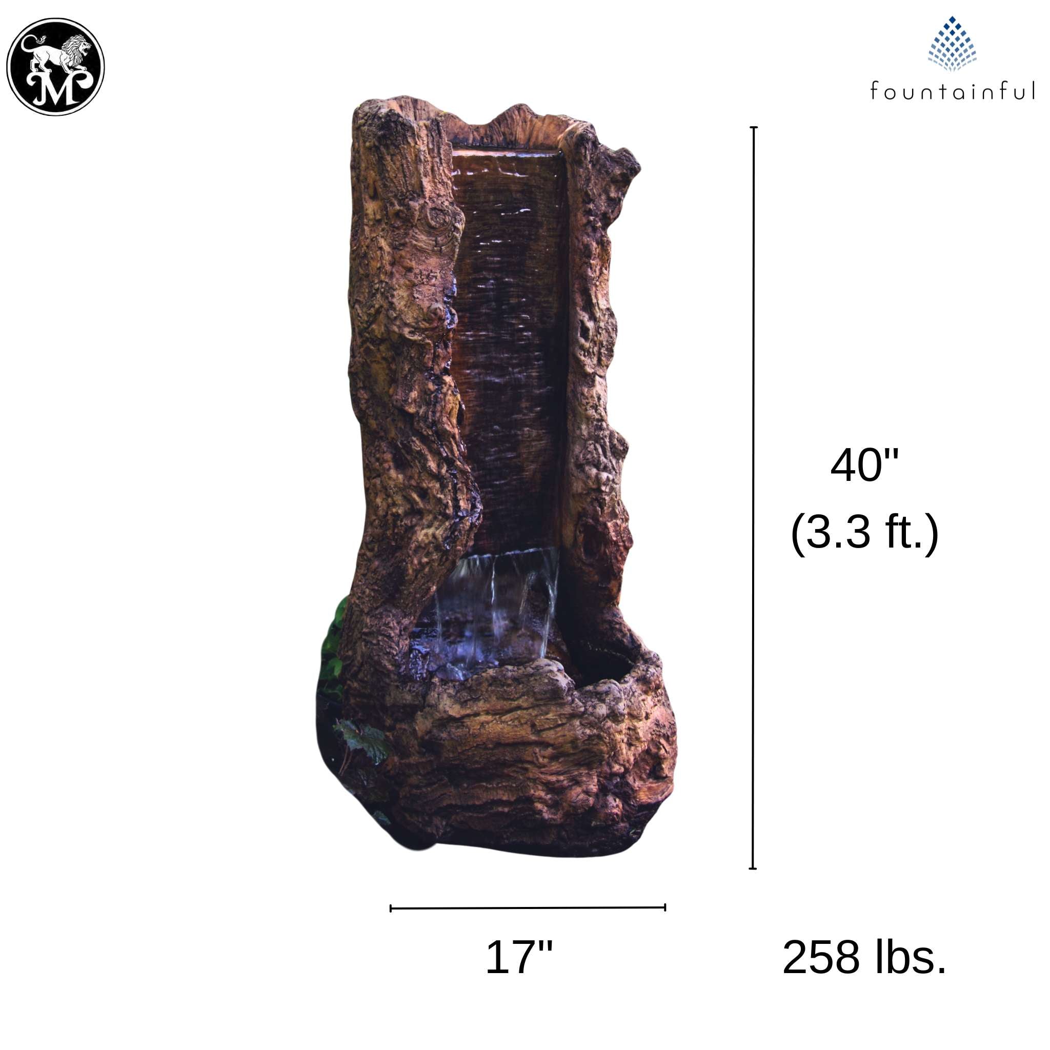 Treefall Concrete Fountain w/ Lights - Massarellis #3768