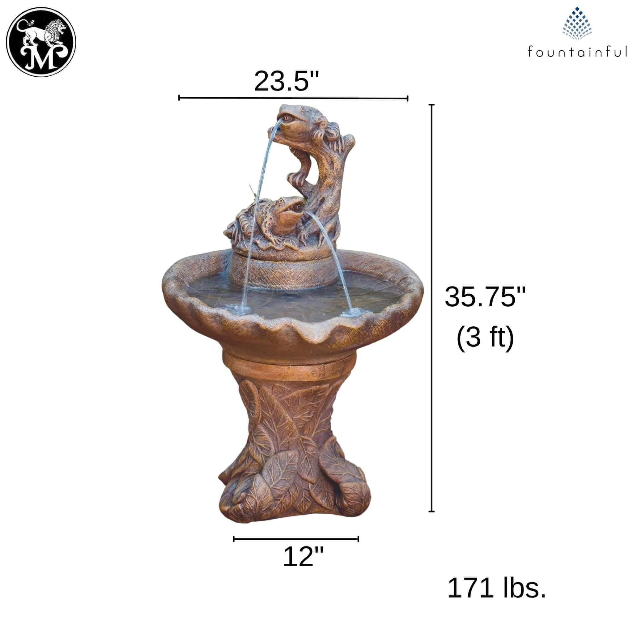 Leaf & Frog Spitter Style Concrete Fountain - Massarellis #3390