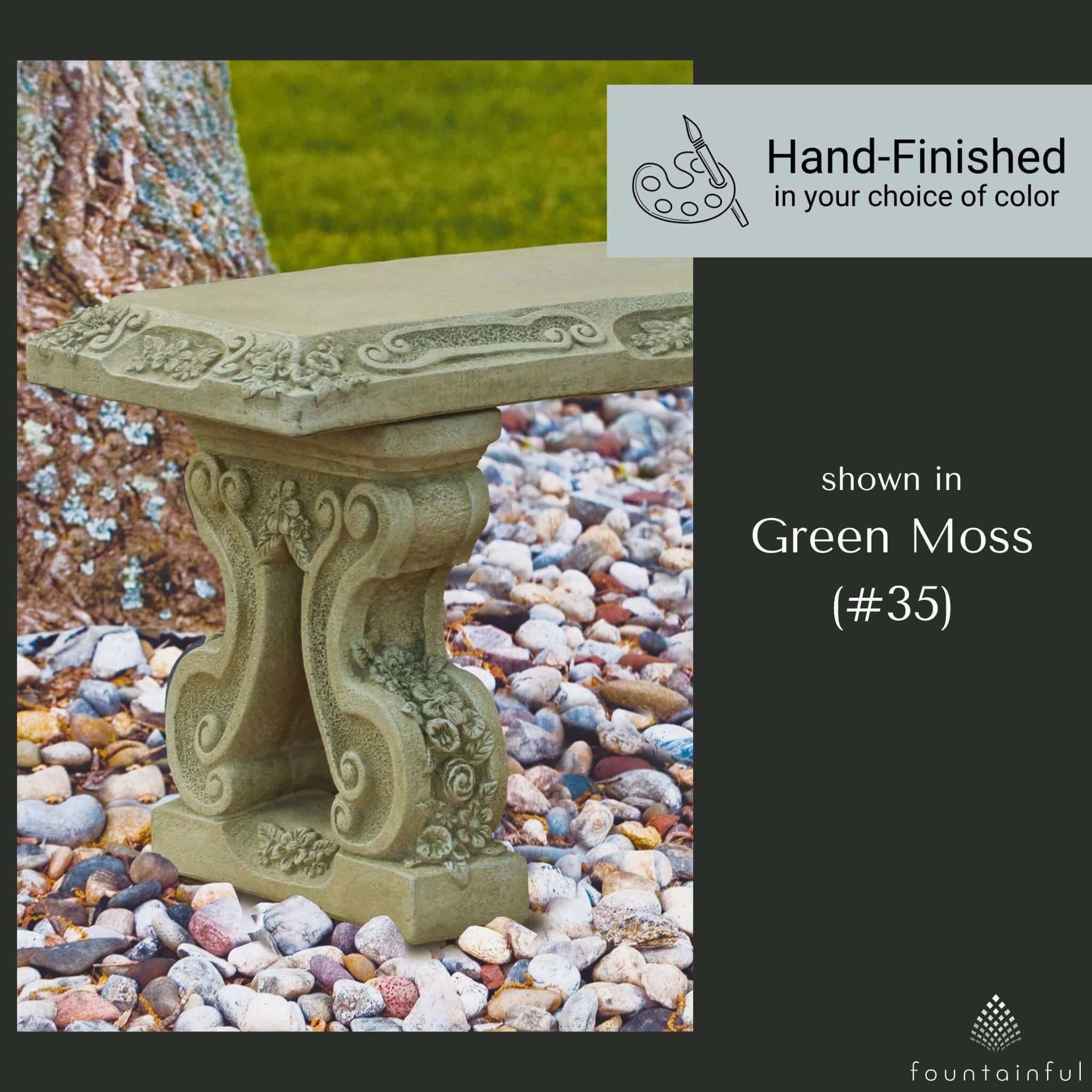 Floral Concrete Garden Bench - Massarellis #4242