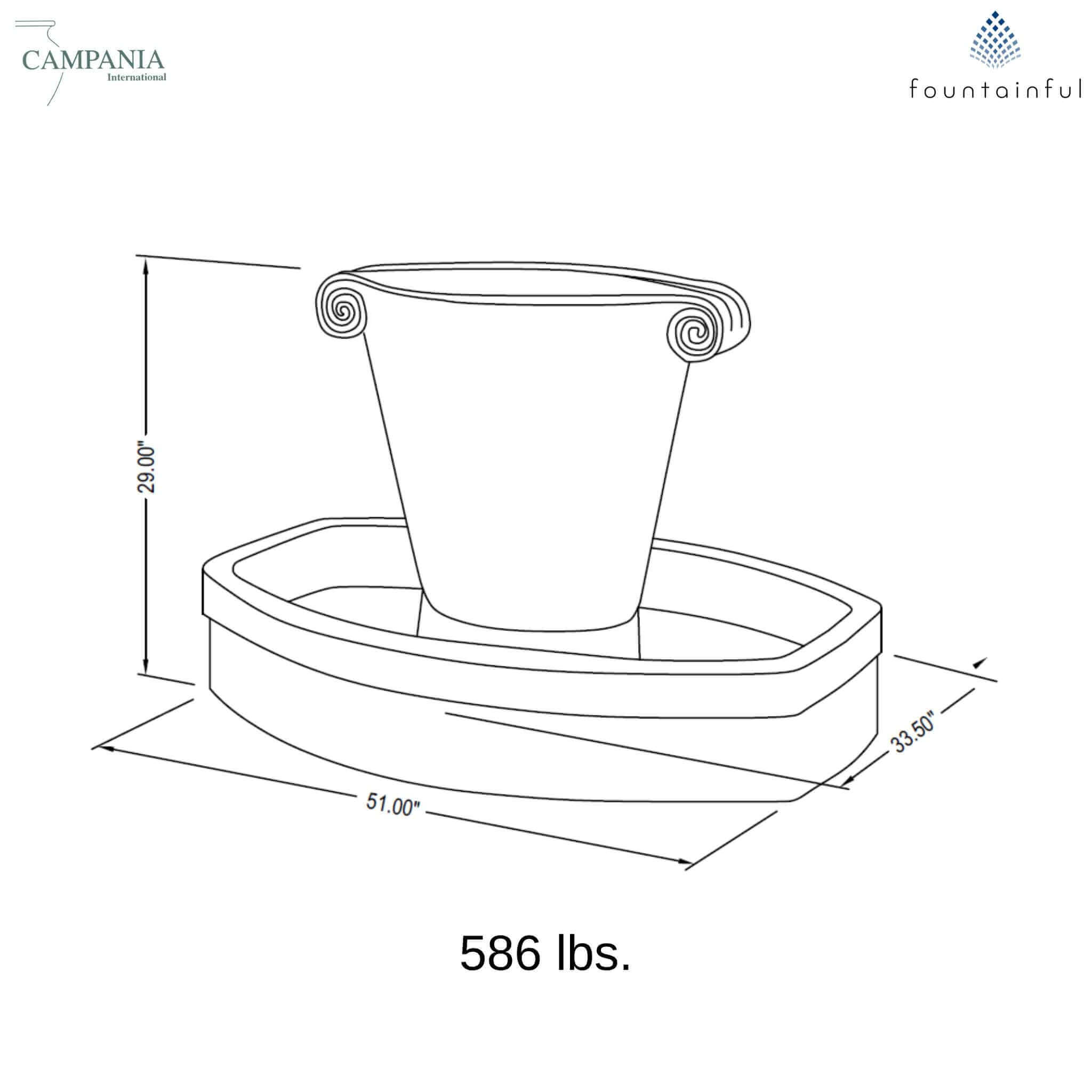 Anfora Concrete Urn Fountain - Campania