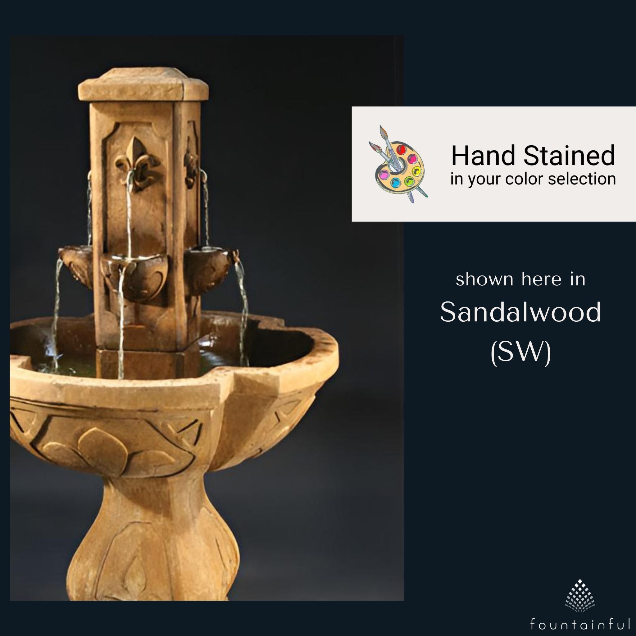 Fleur de Lis Concrete Fountain - Fiore Stone