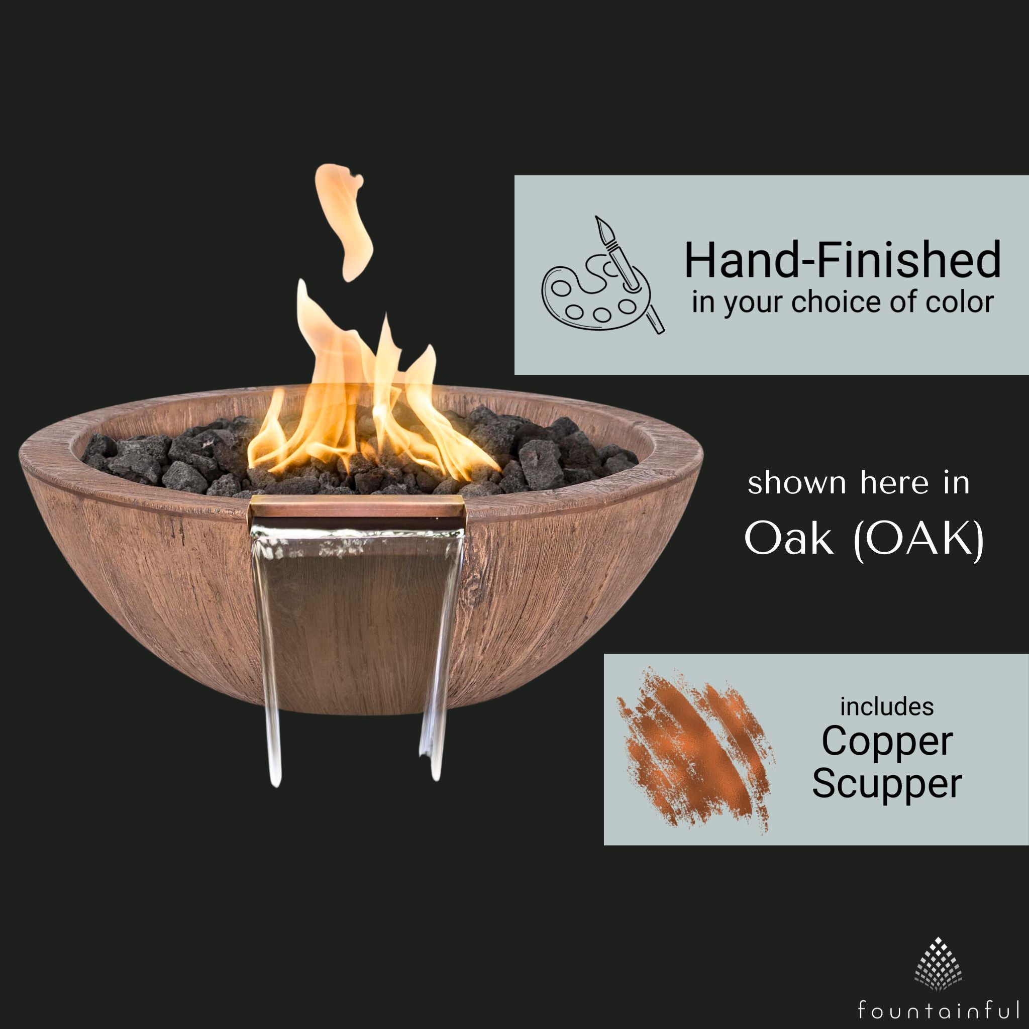 "Sedona" Wood Grain Concrete Fire & Water Bowl - The Outdoor Plus