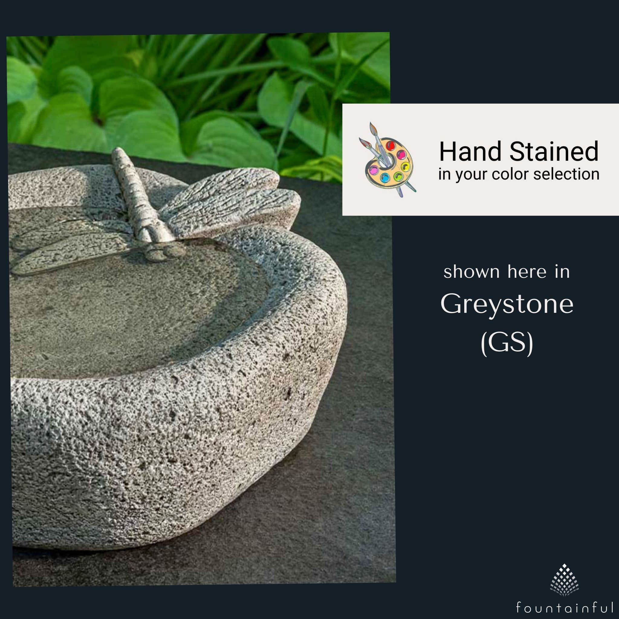 Woodland Dragonfly Concrete Bird Bath - Campania #B207