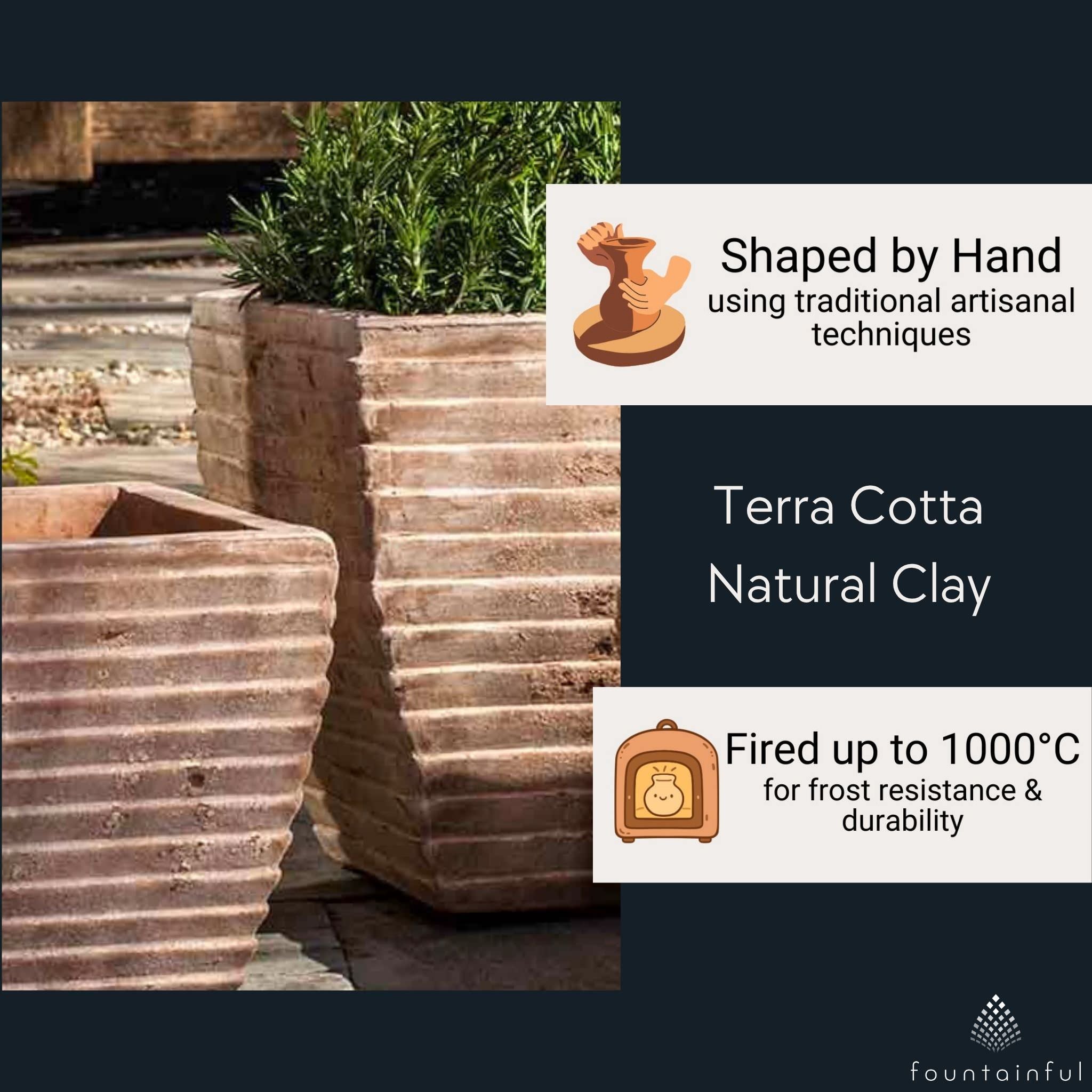 Ipanema Square Set of 3 Antico Terra Cotta Planters - Campania #6810