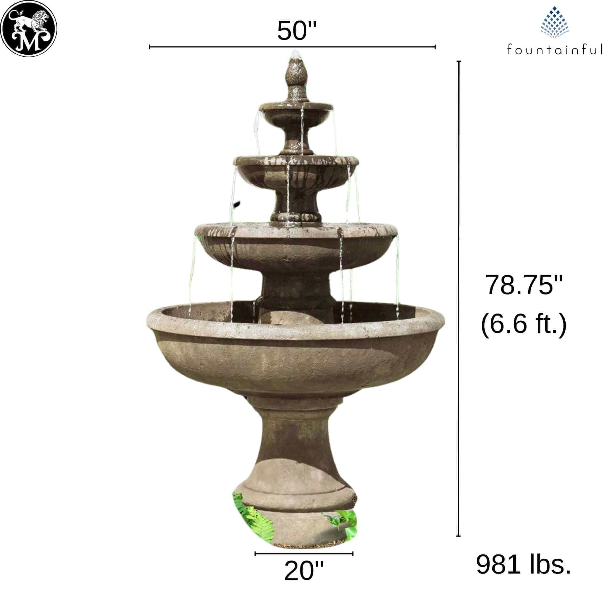 Picasso 4-Tier Concrete Fountain - Massarellis #3857