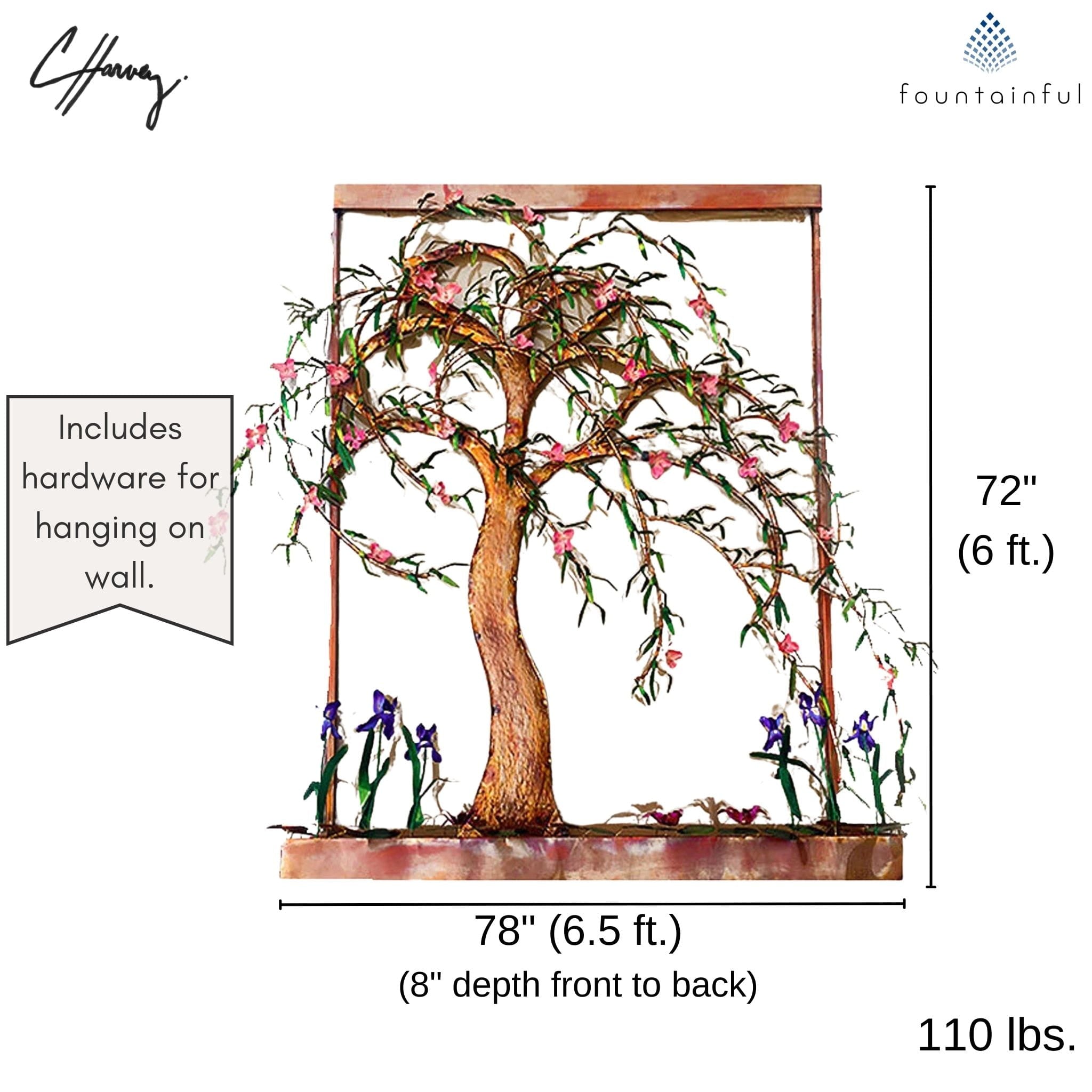 Spring Willow Copper Artwork Wall Fountain - CHG