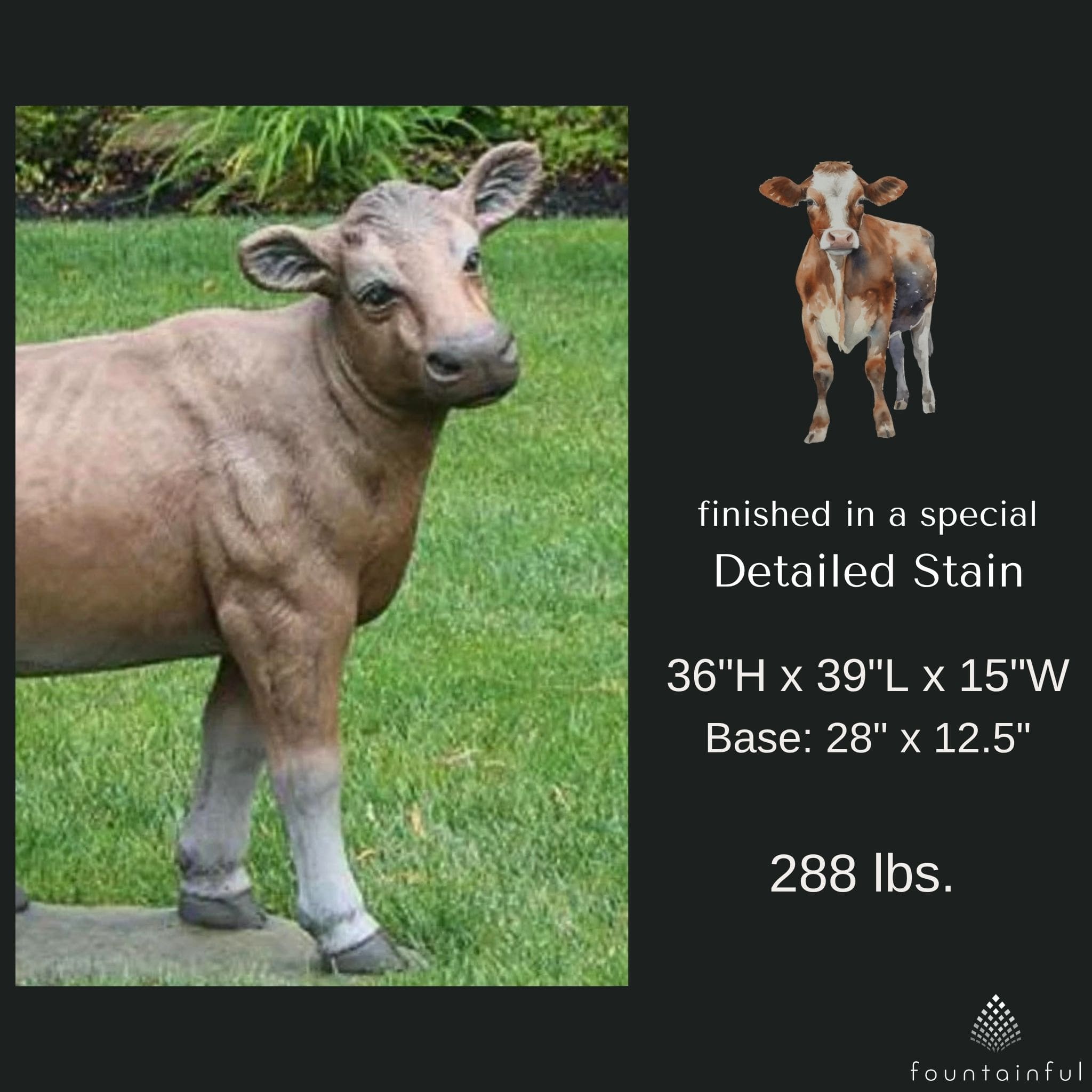 Cow Concrete Garden Statue - Massarellis #2080