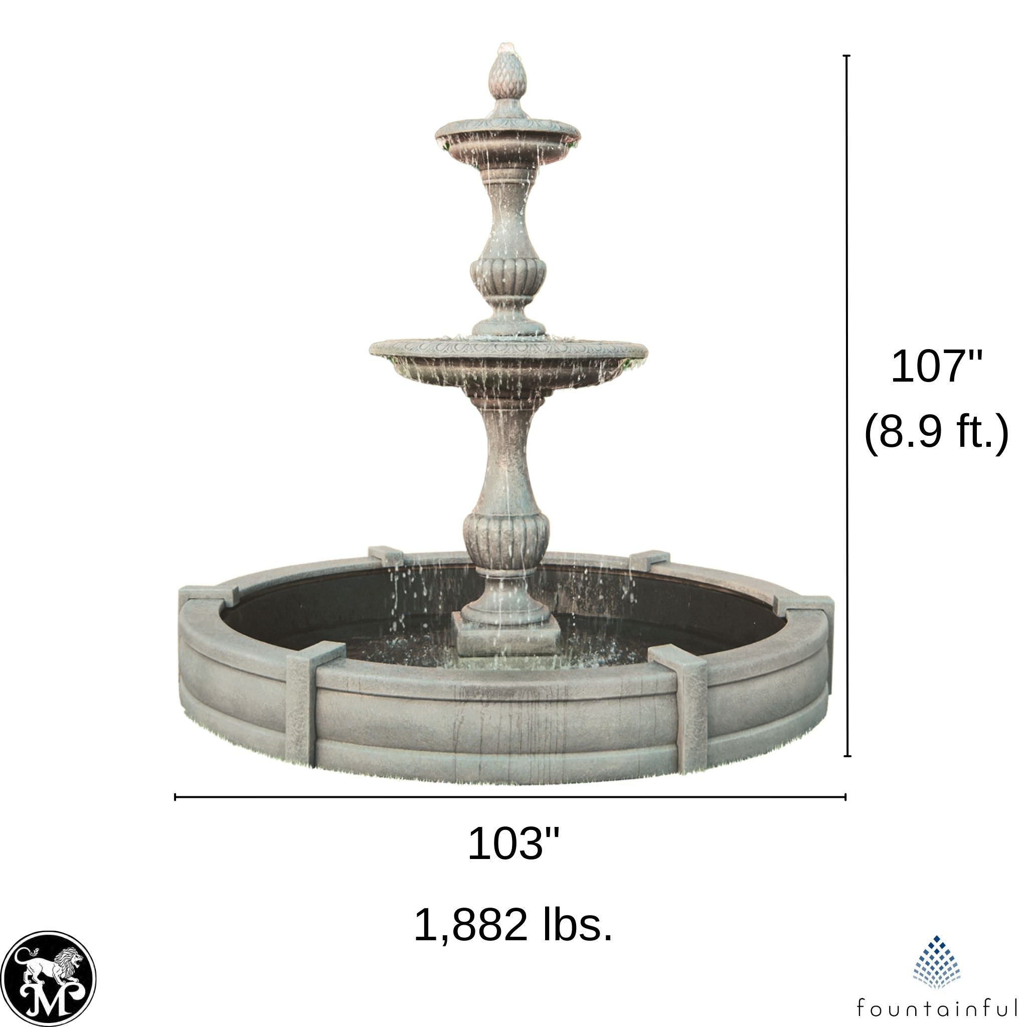 Savona 2-Tier Concrete Fountain w/Pool - Massarellis #3772